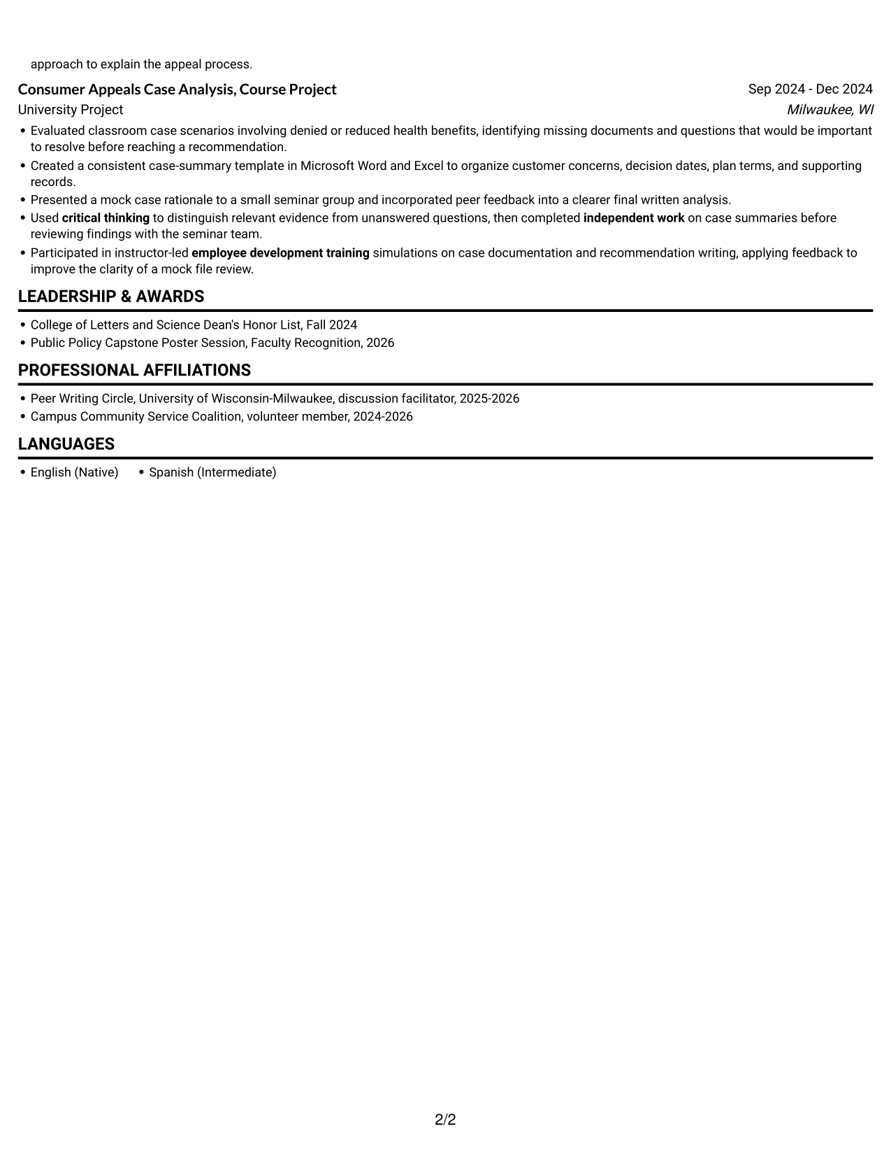 Resume example — page 2