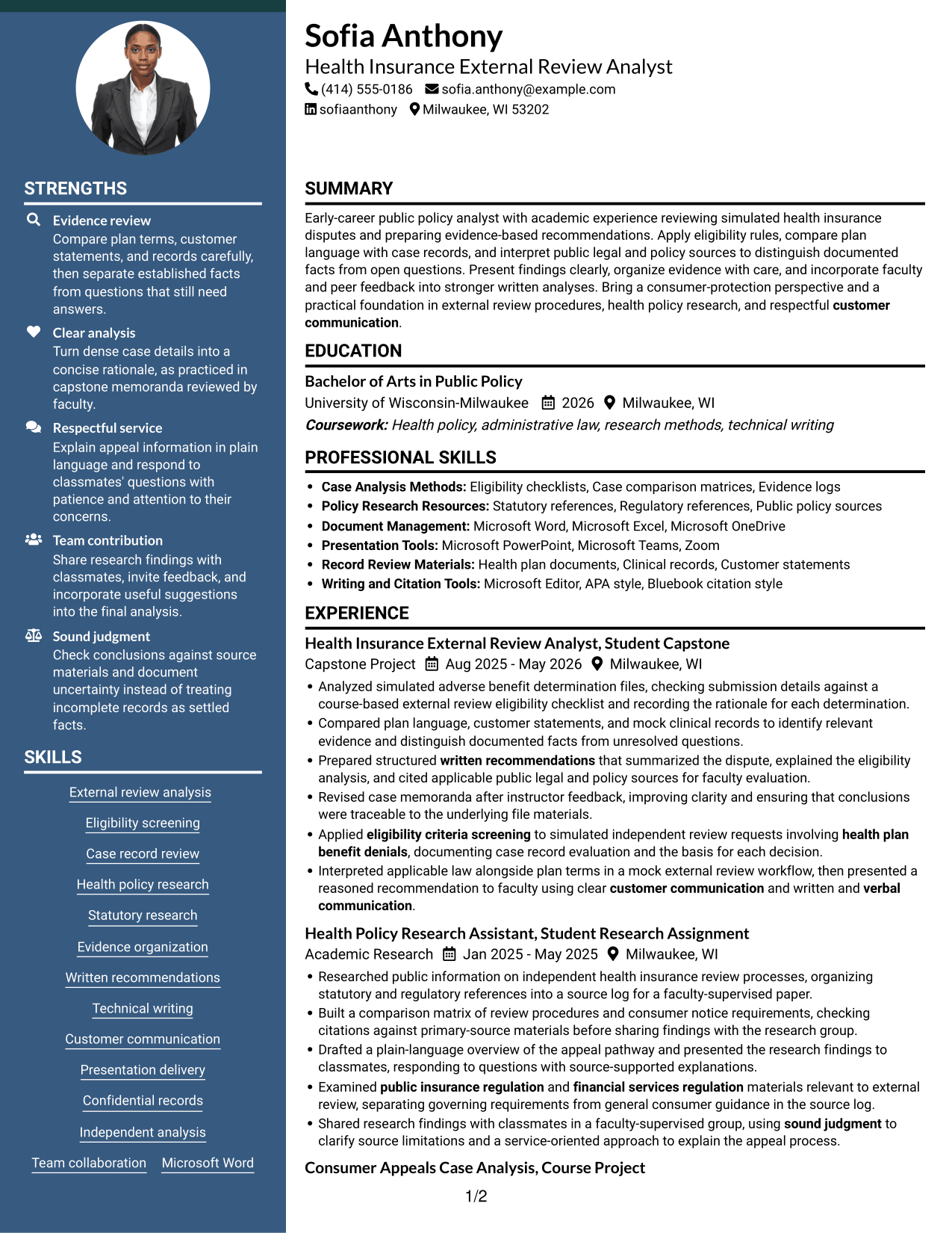 Resume example — page 1