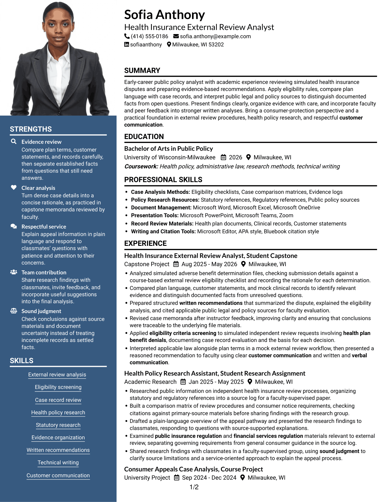 Resume example — page 1
