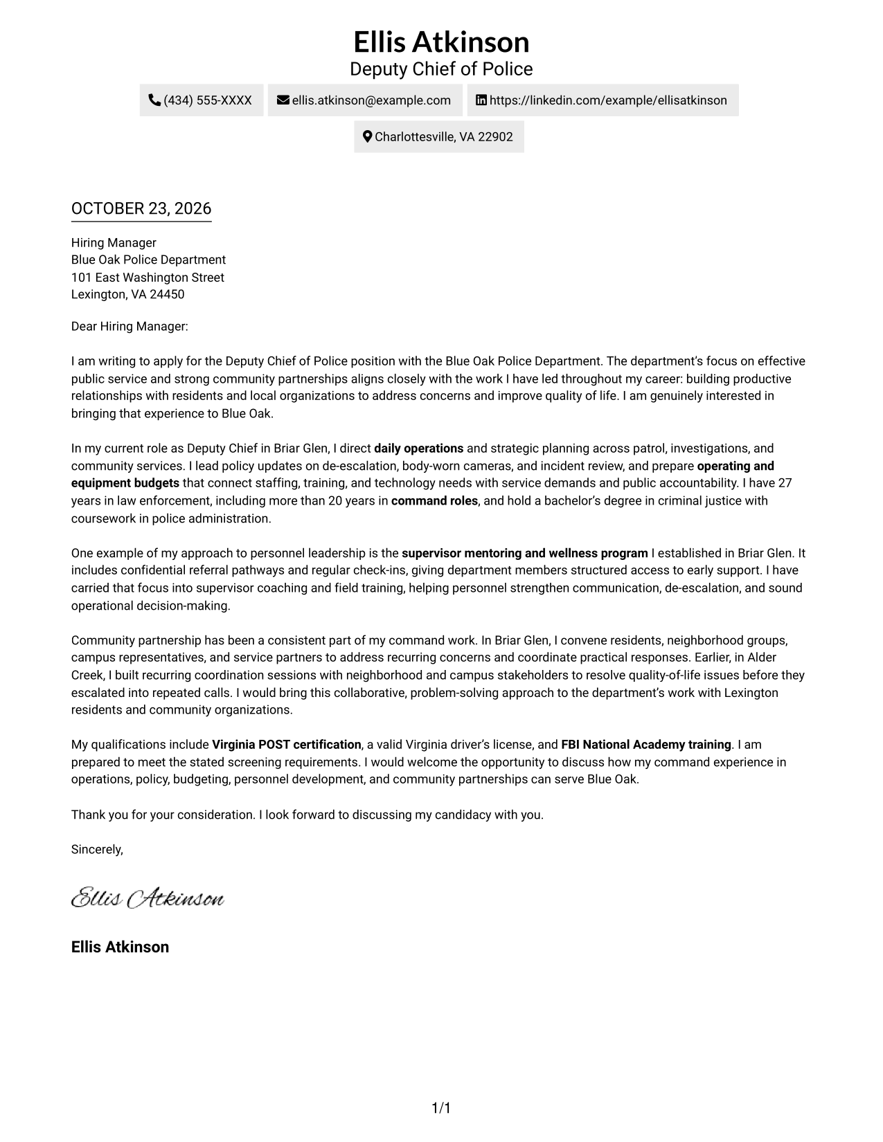 Cover letter example — page 1