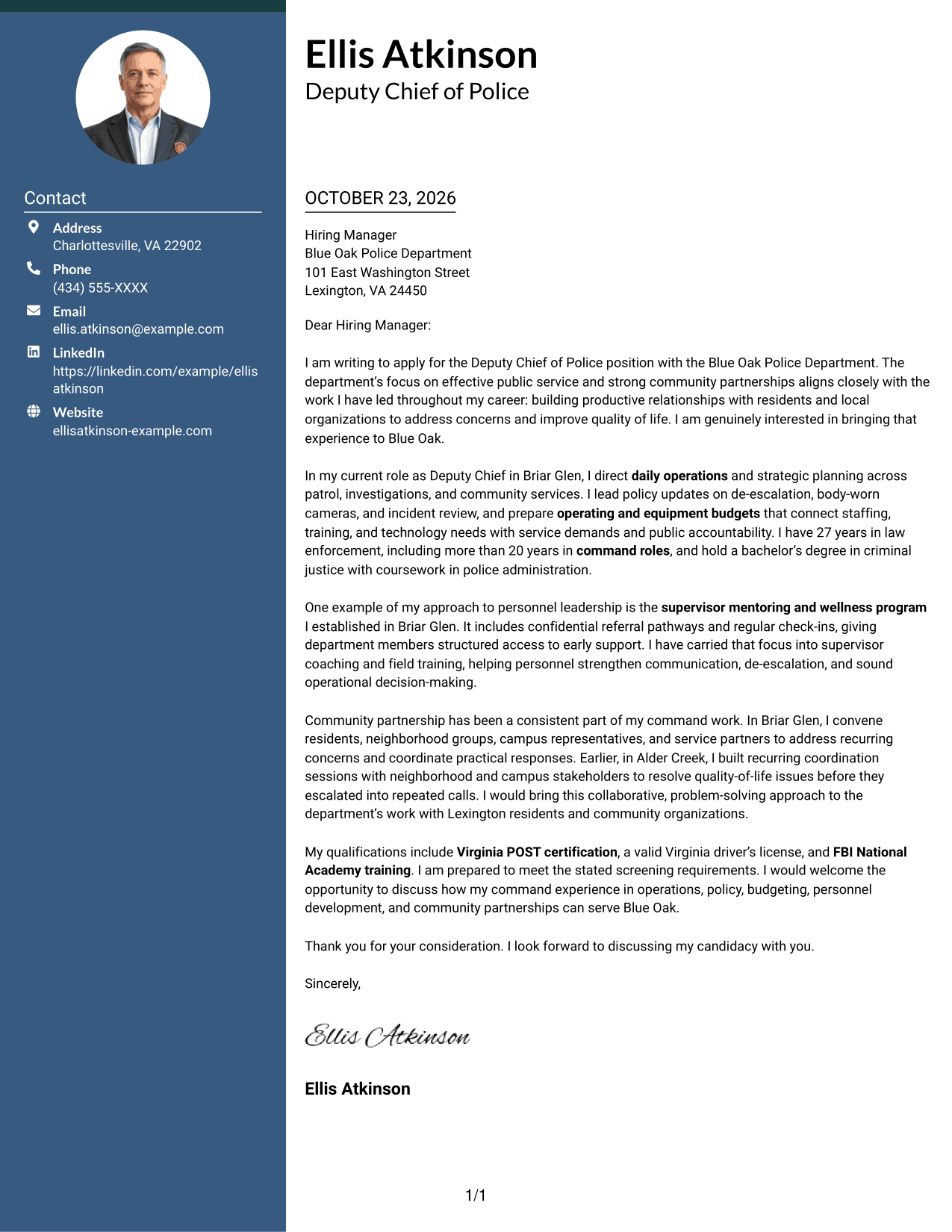 Cover letter example — page 1