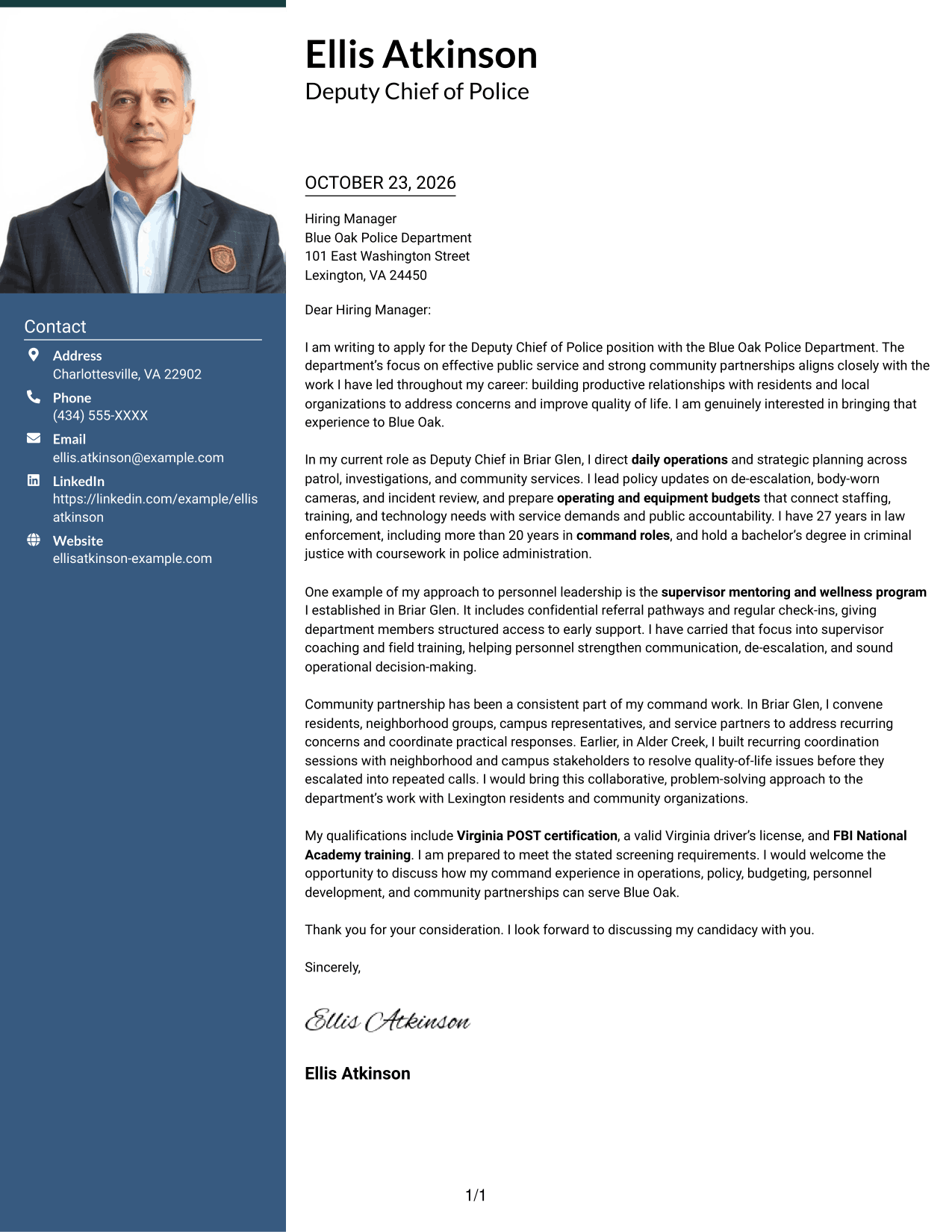 Cover letter example — page 1