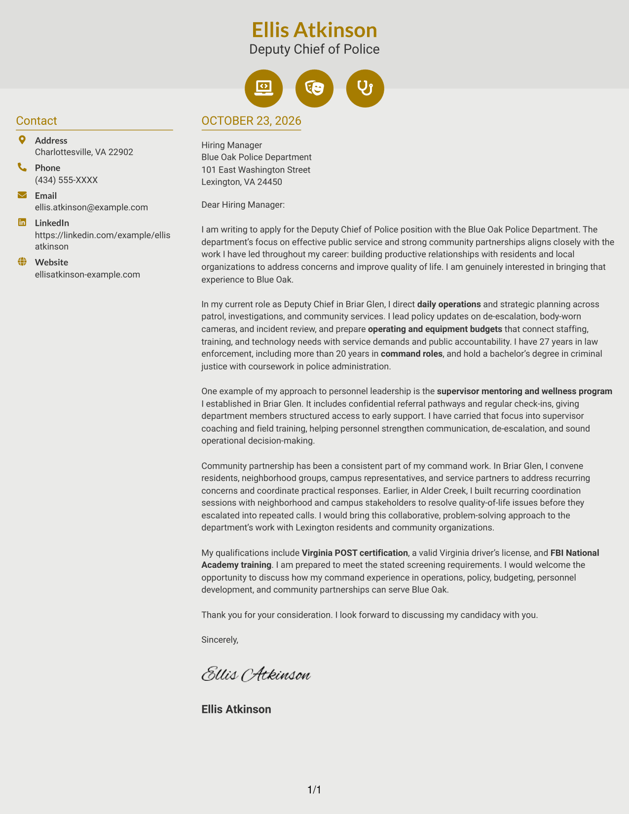 Cover letter example — page 1