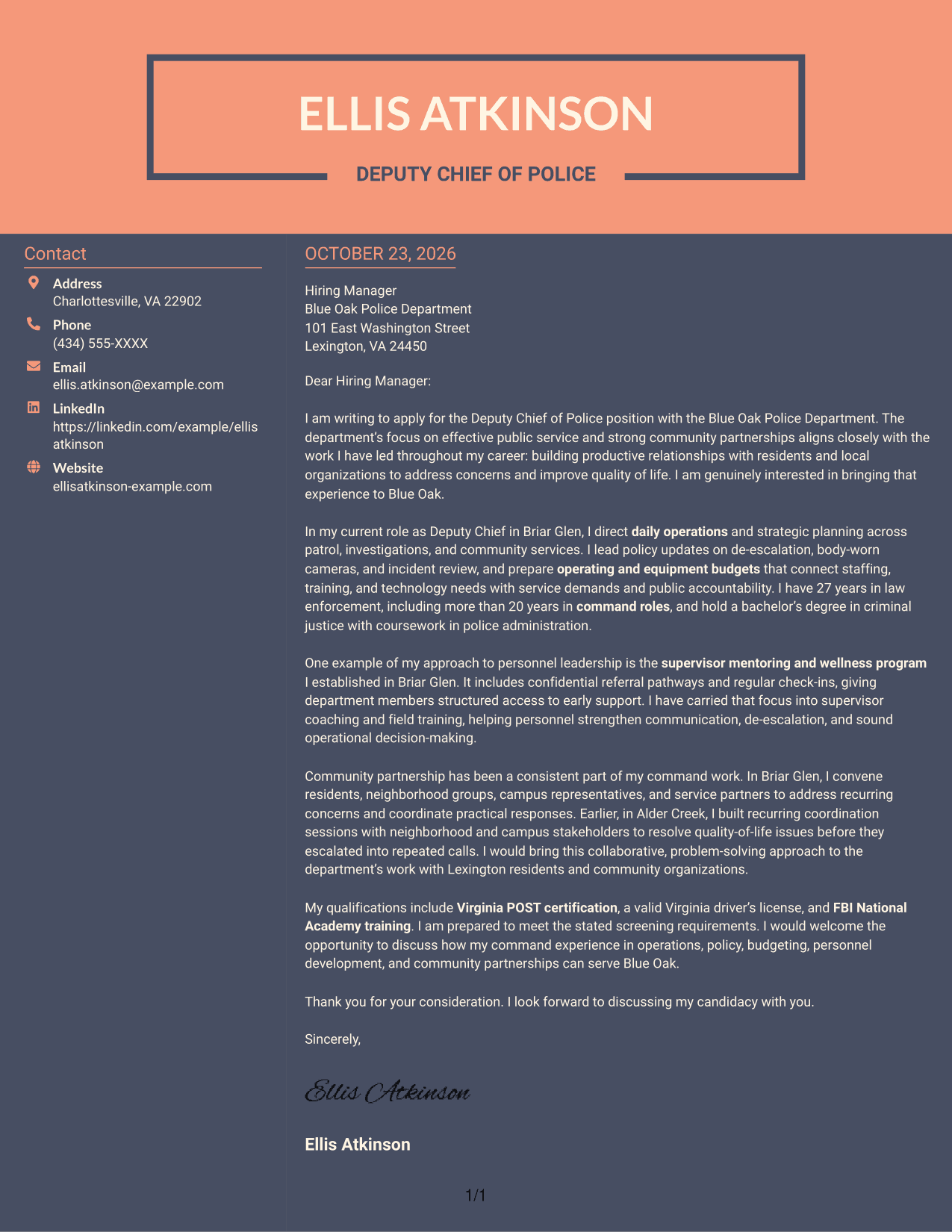 Cover letter example — page 1