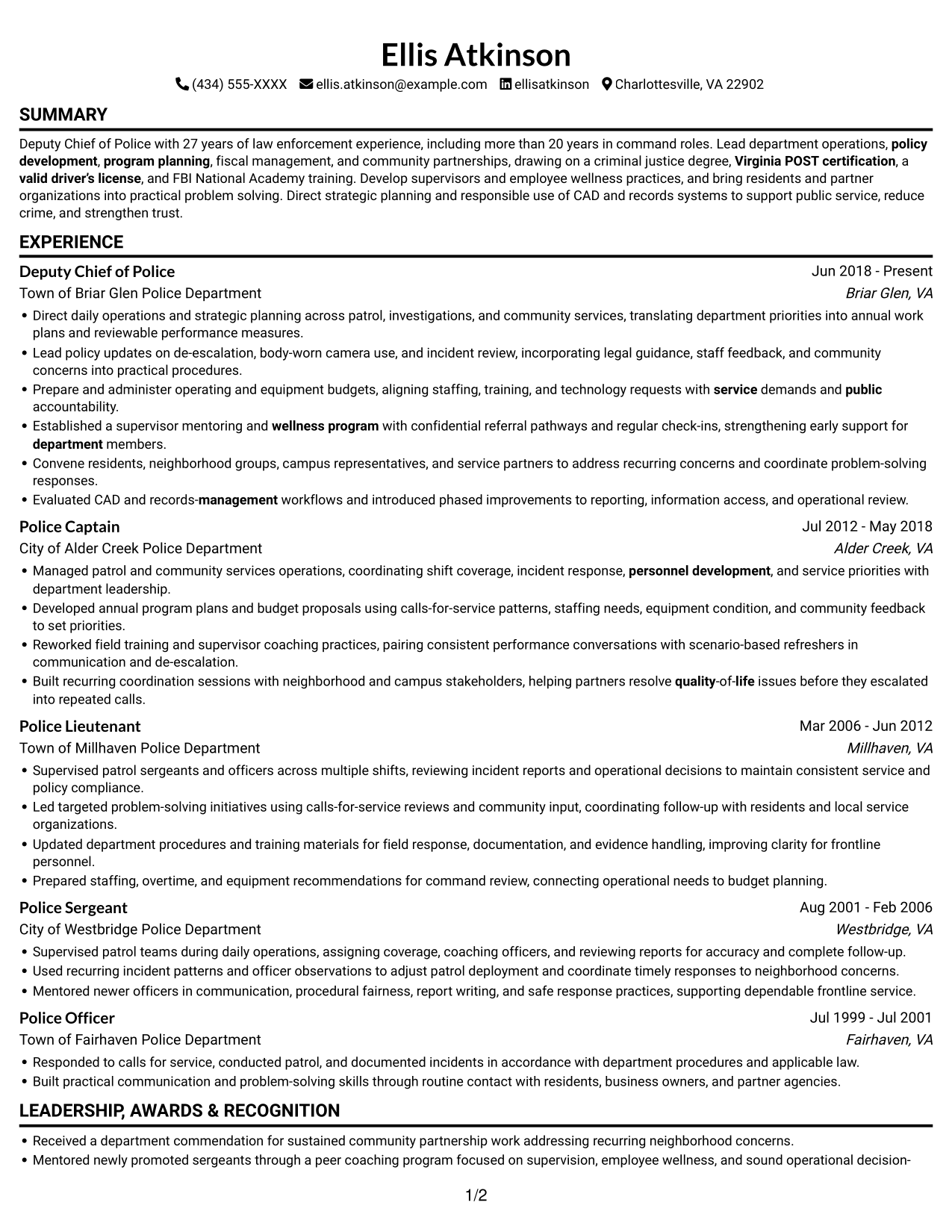Resume example — page 1