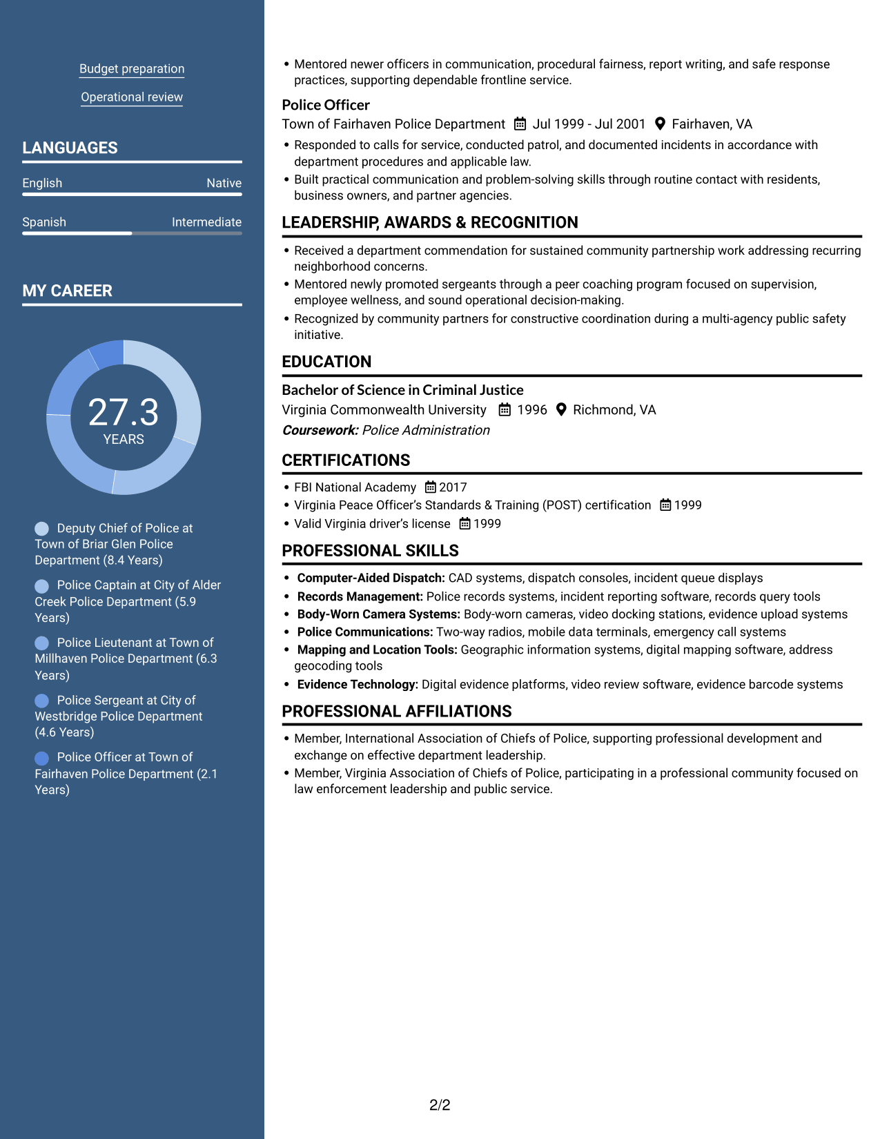 Resume example — page 2