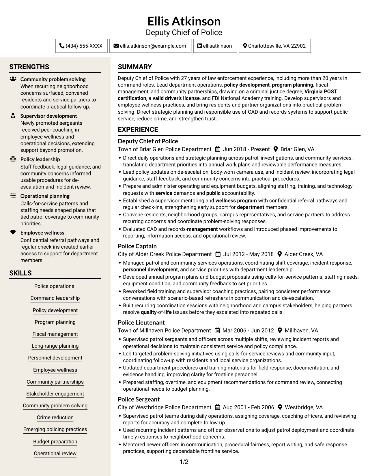 Resume example — page 1