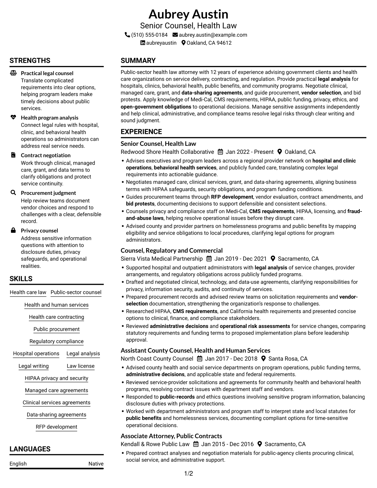 Resume example — page 1