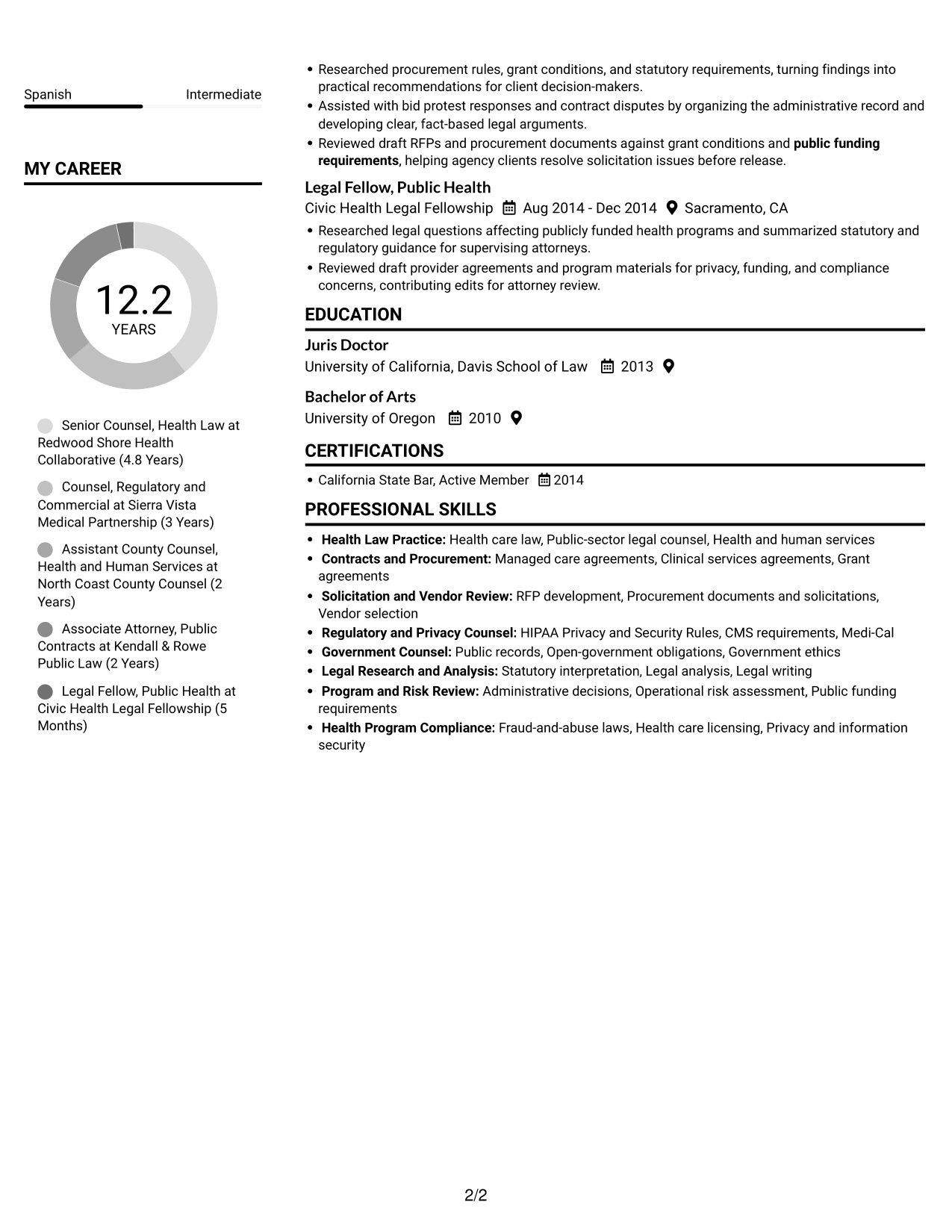 Resume example — page 2