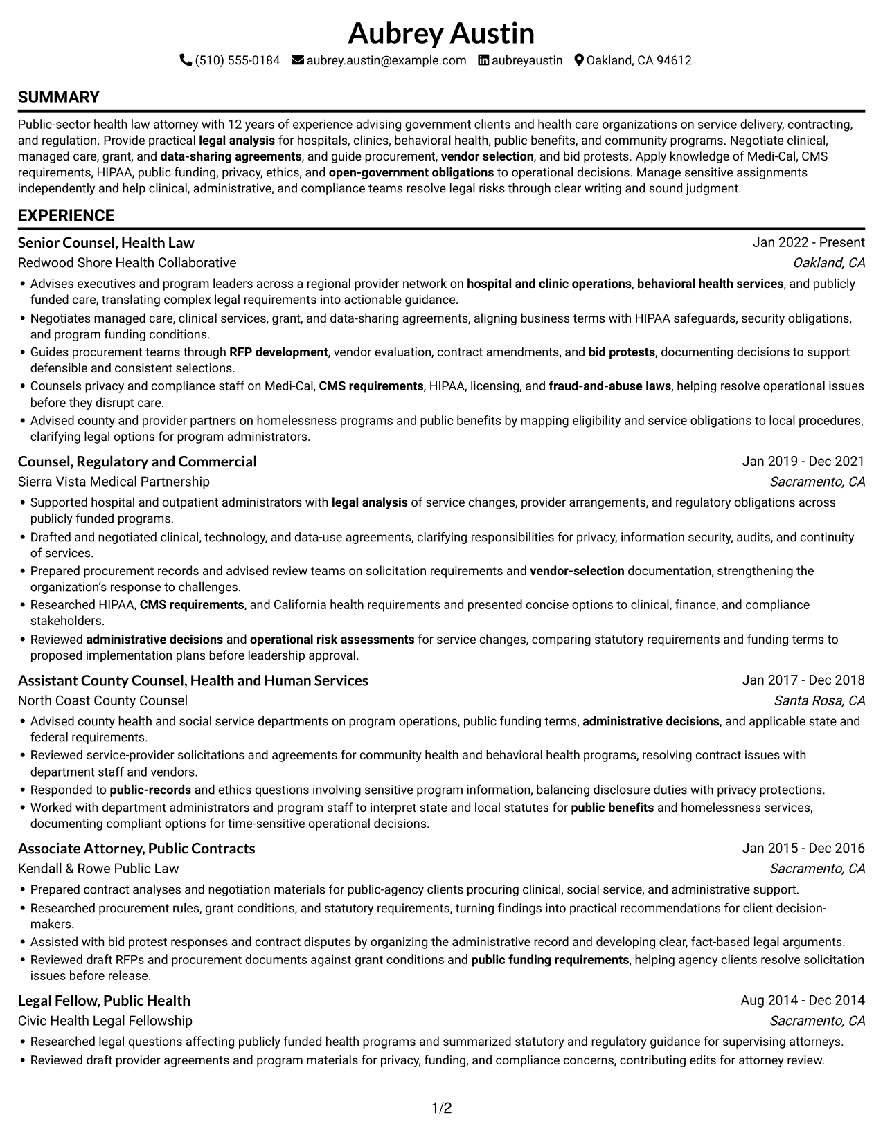 Resume example — page 1