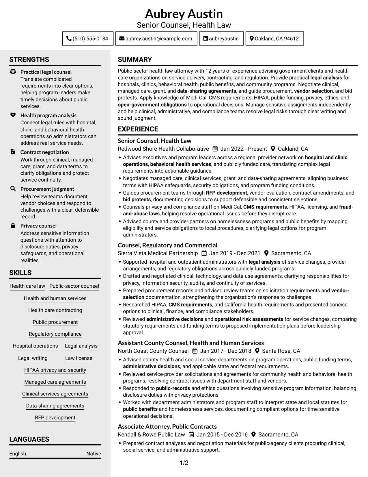 Resume example — page 1
