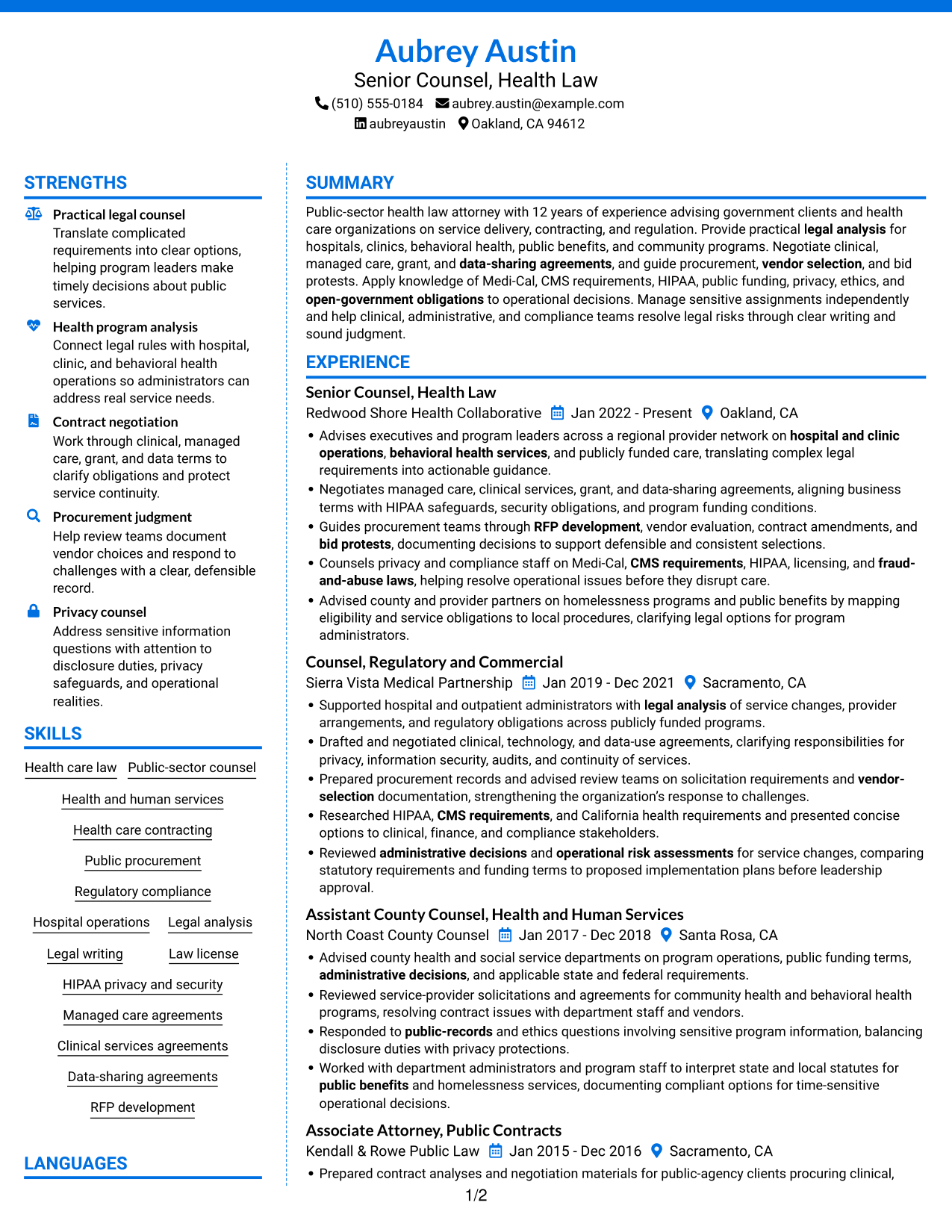 Resume example — page 1