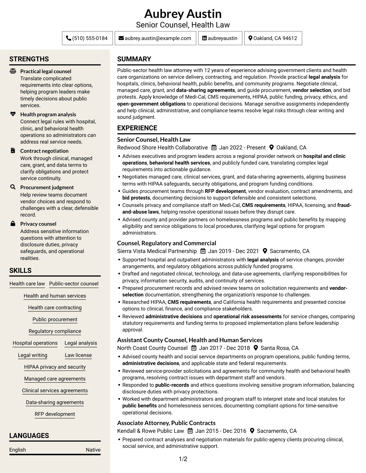Resume example — page 1