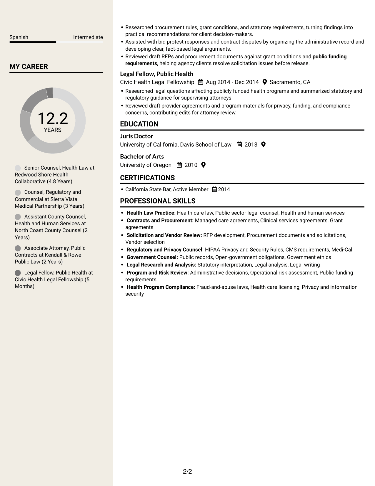Resume example — page 2