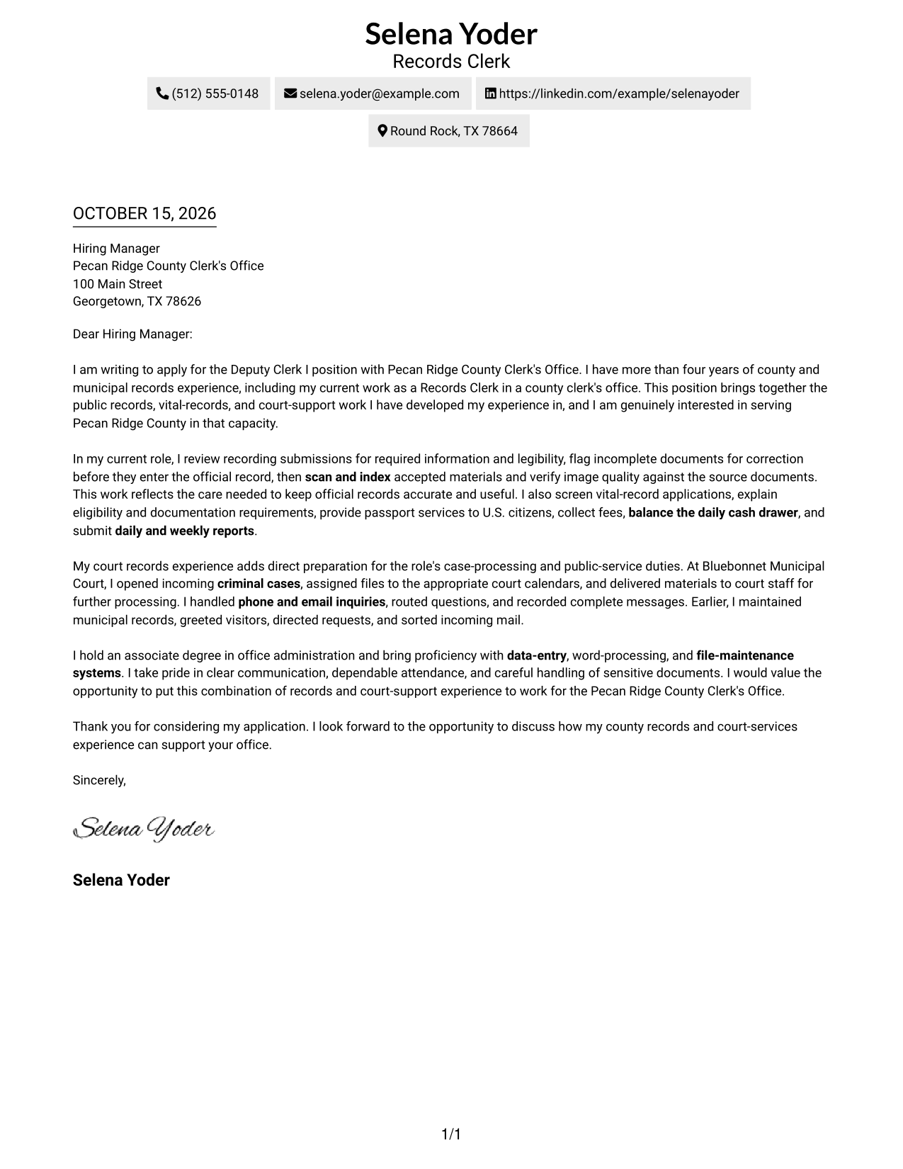 Cover letter example — page 1