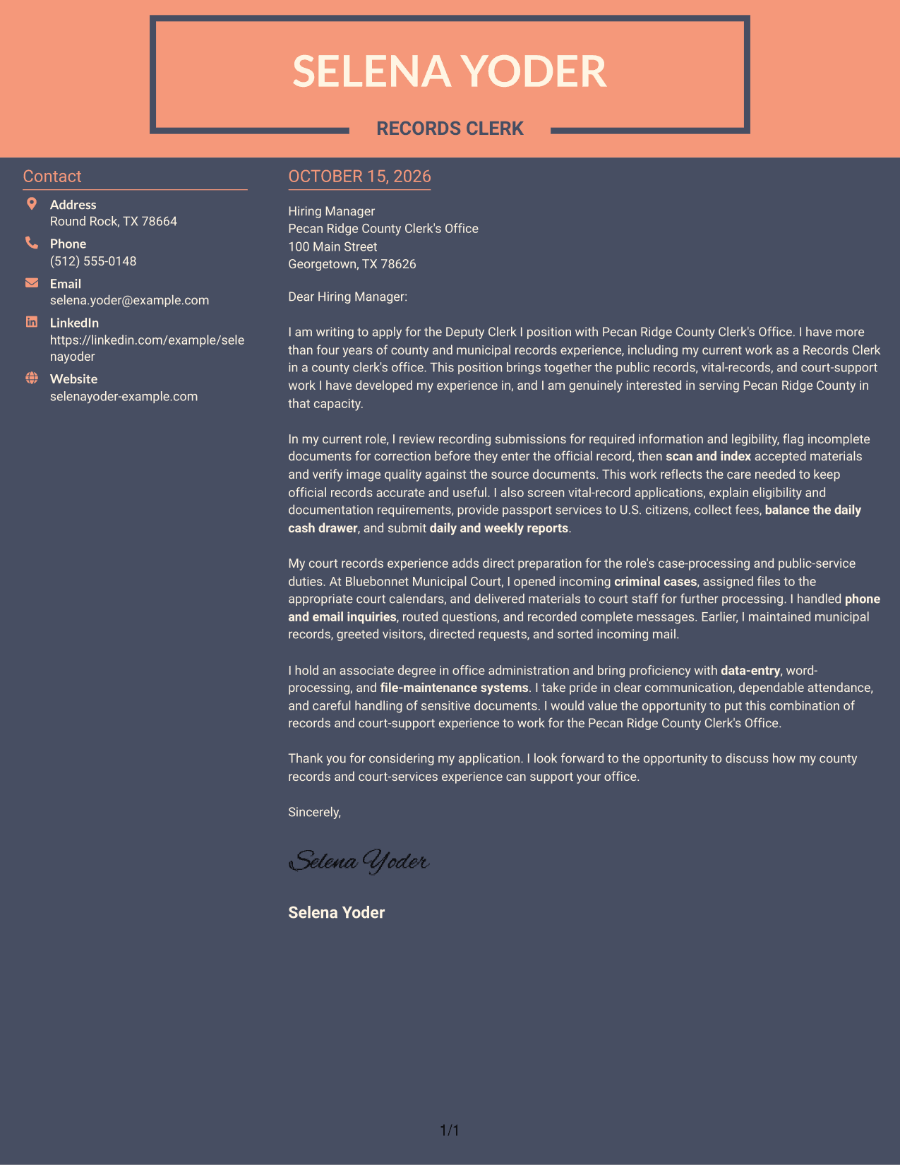 Cover letter example — page 1
