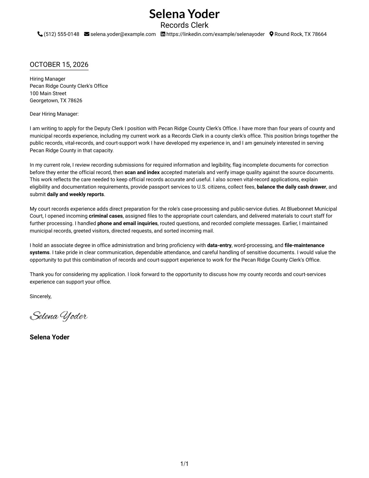 Cover letter example — page 1