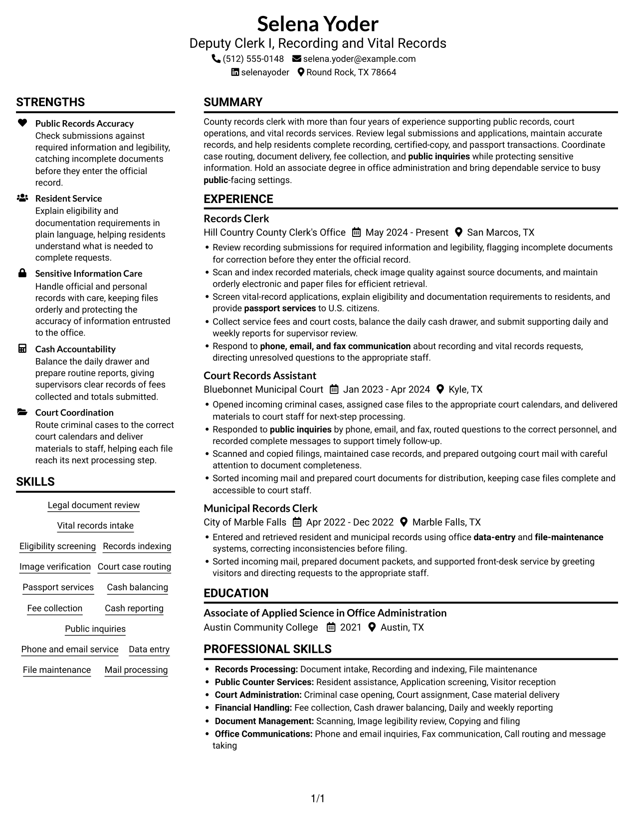 Resume example — page 1