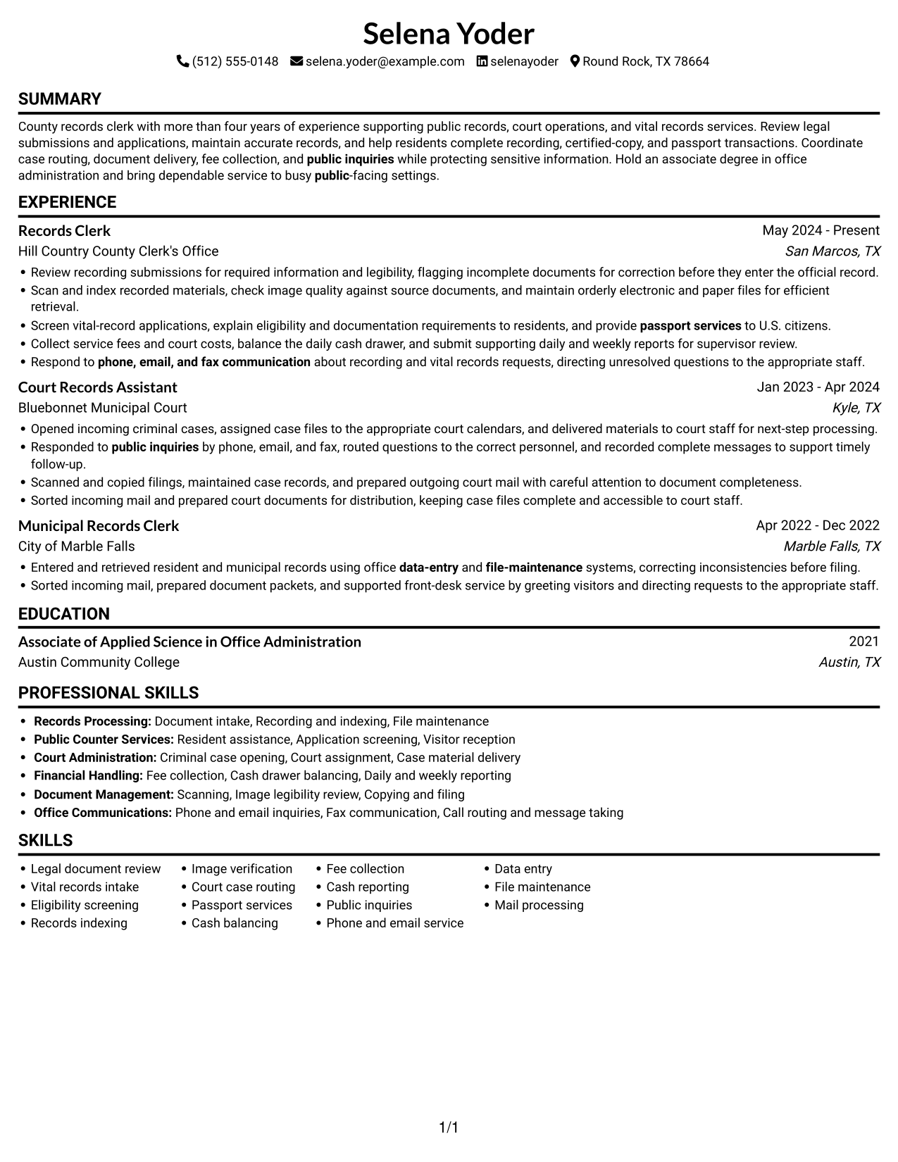 Resume example — page 1