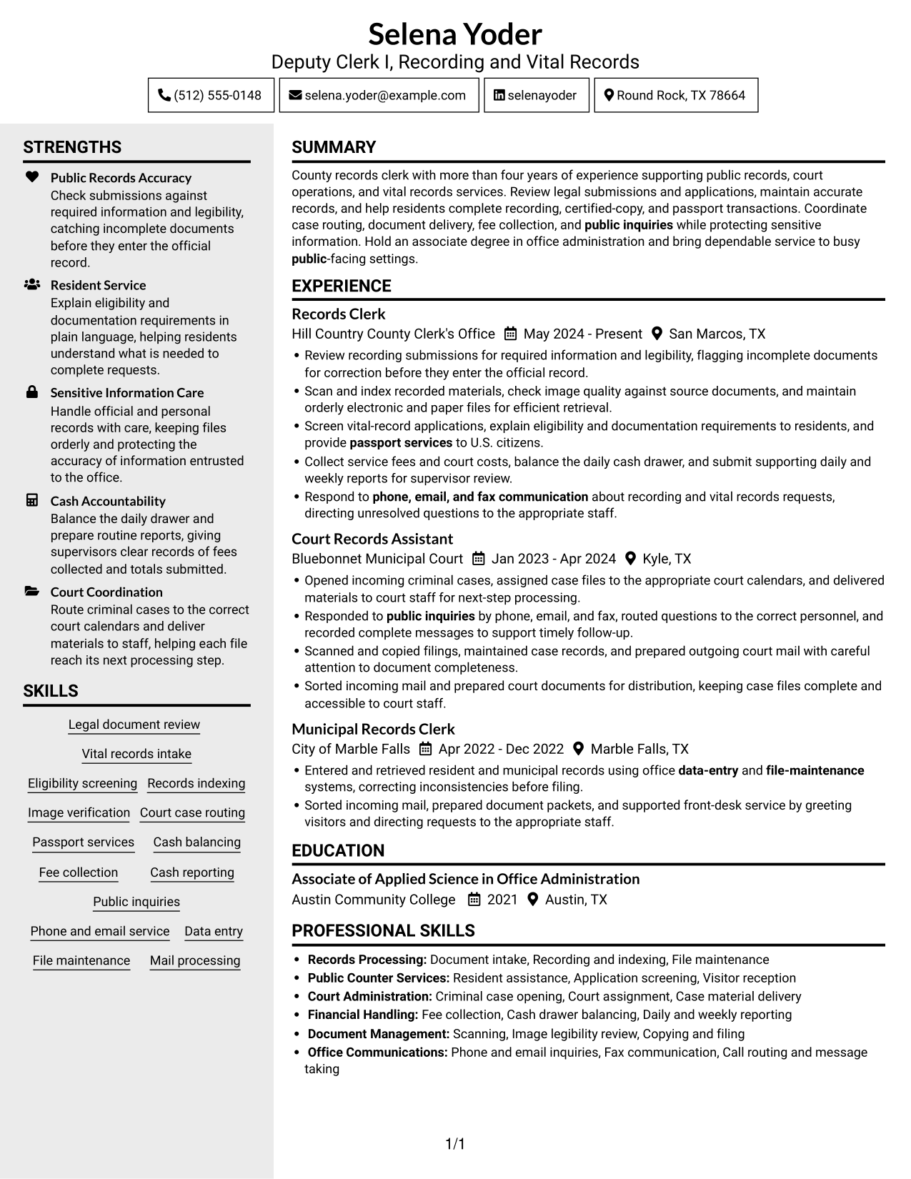 Resume example — page 1