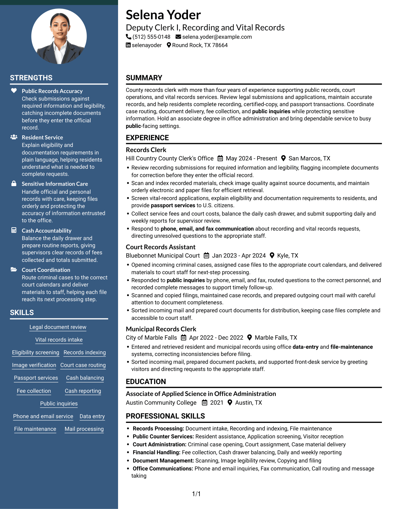 Resume example — page 1