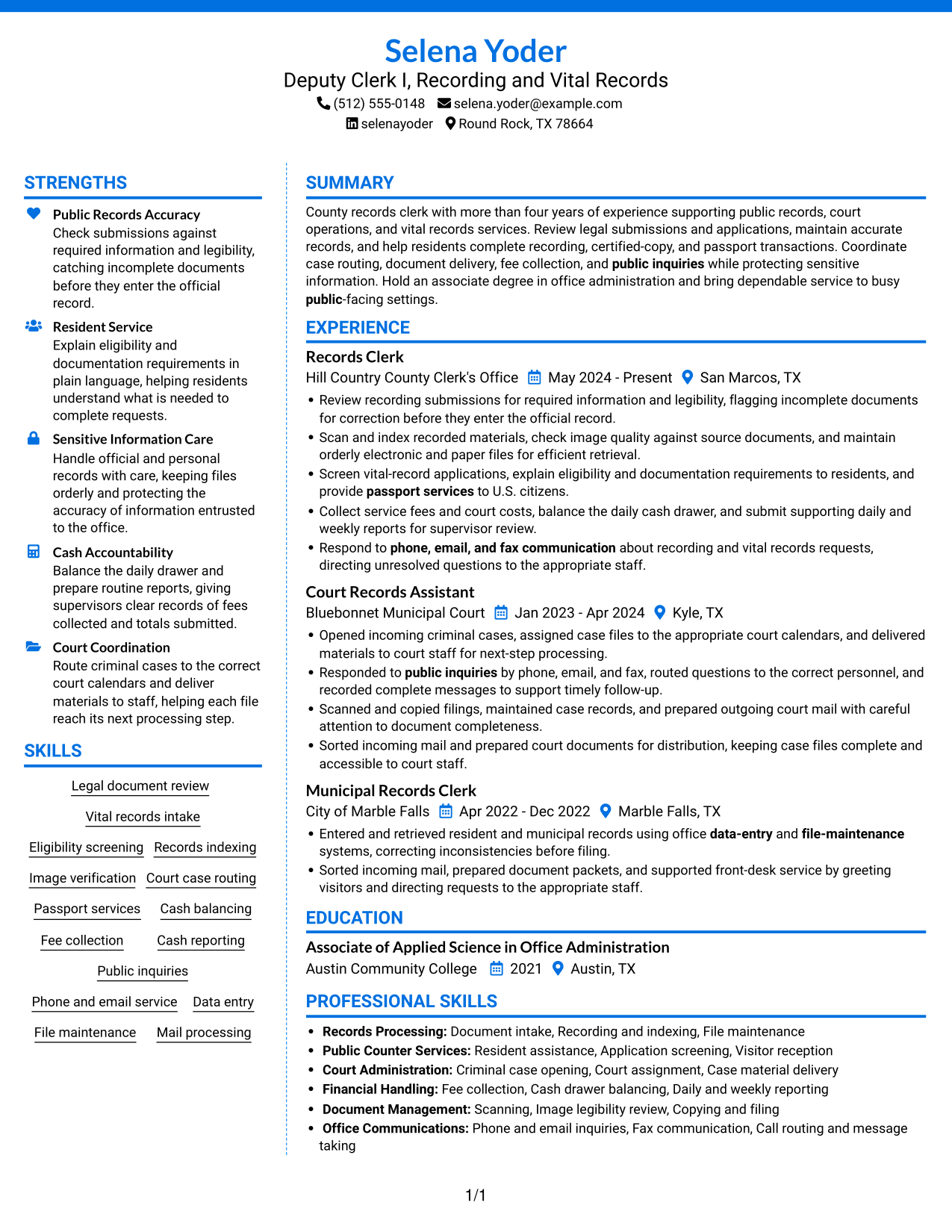 Resume example — page 1