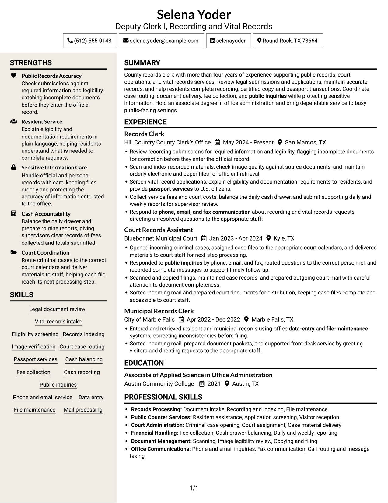 Resume example — page 1