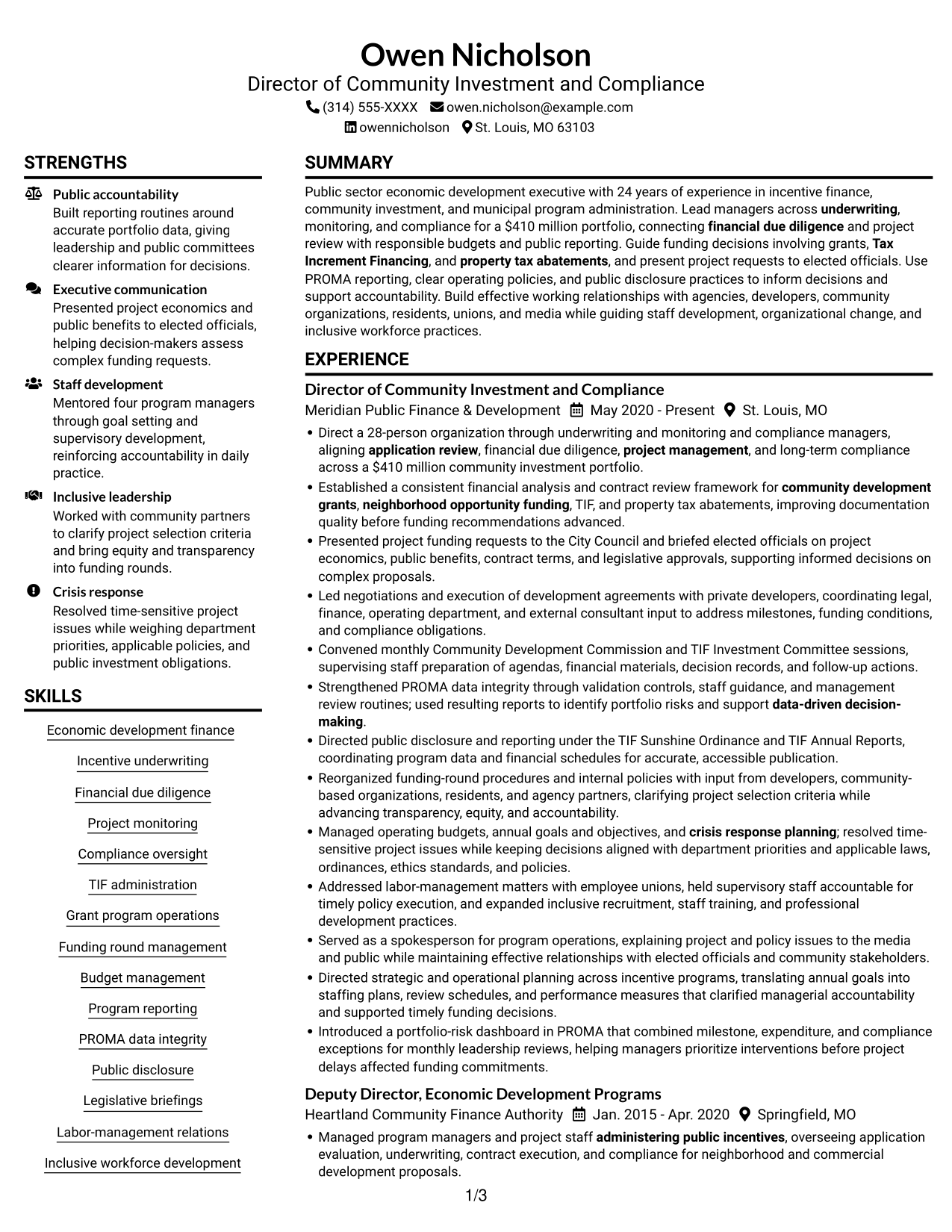 Resume example — page 1