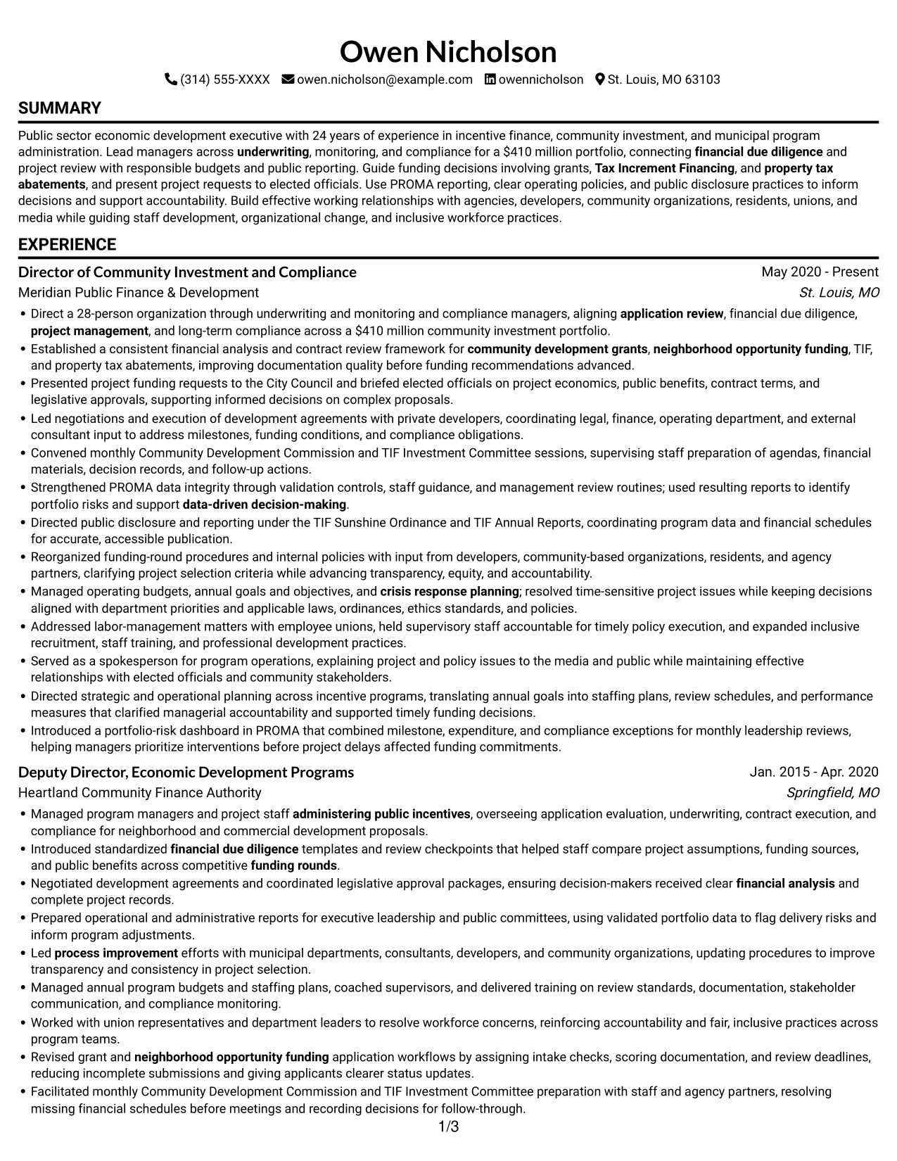 Resume example — page 1