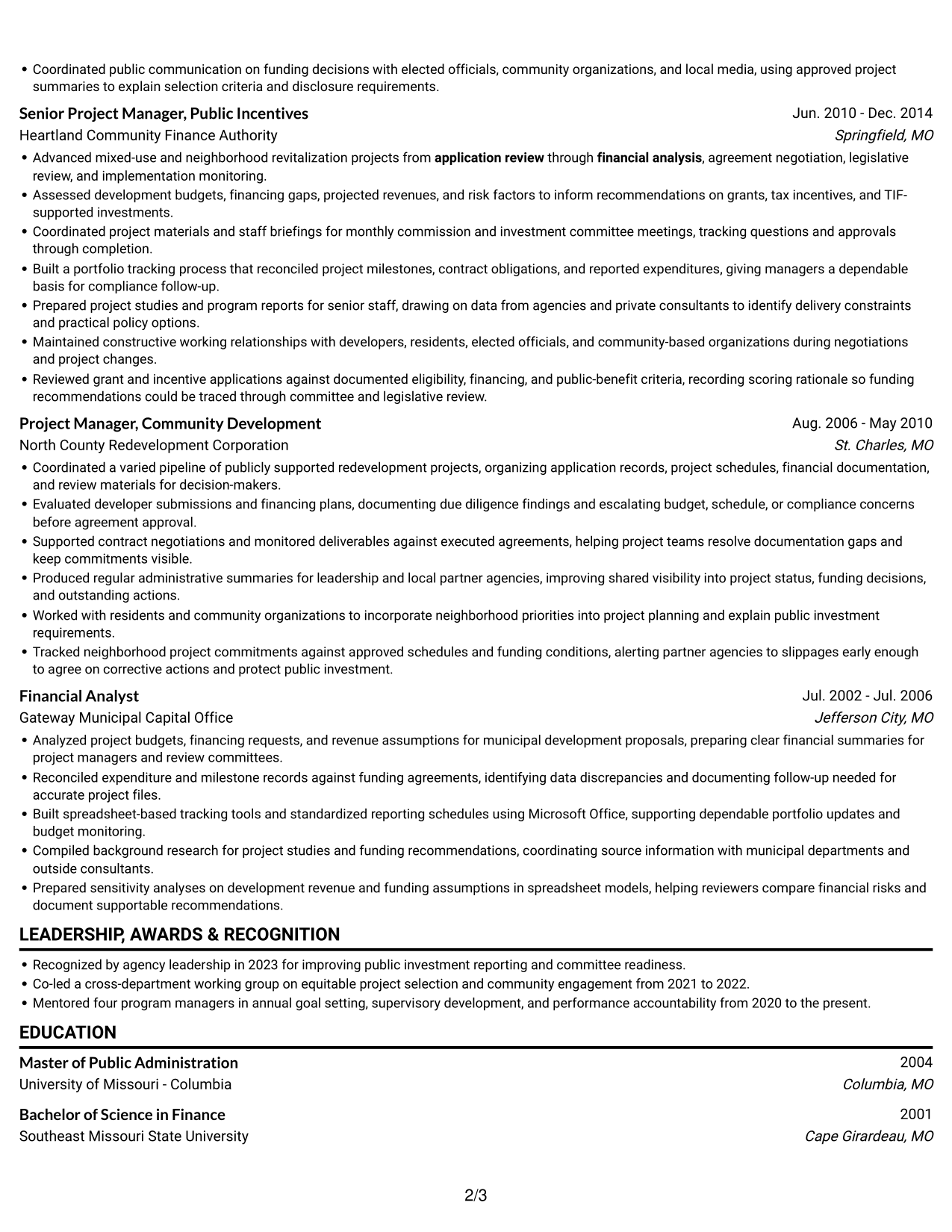 Resume example — page 2