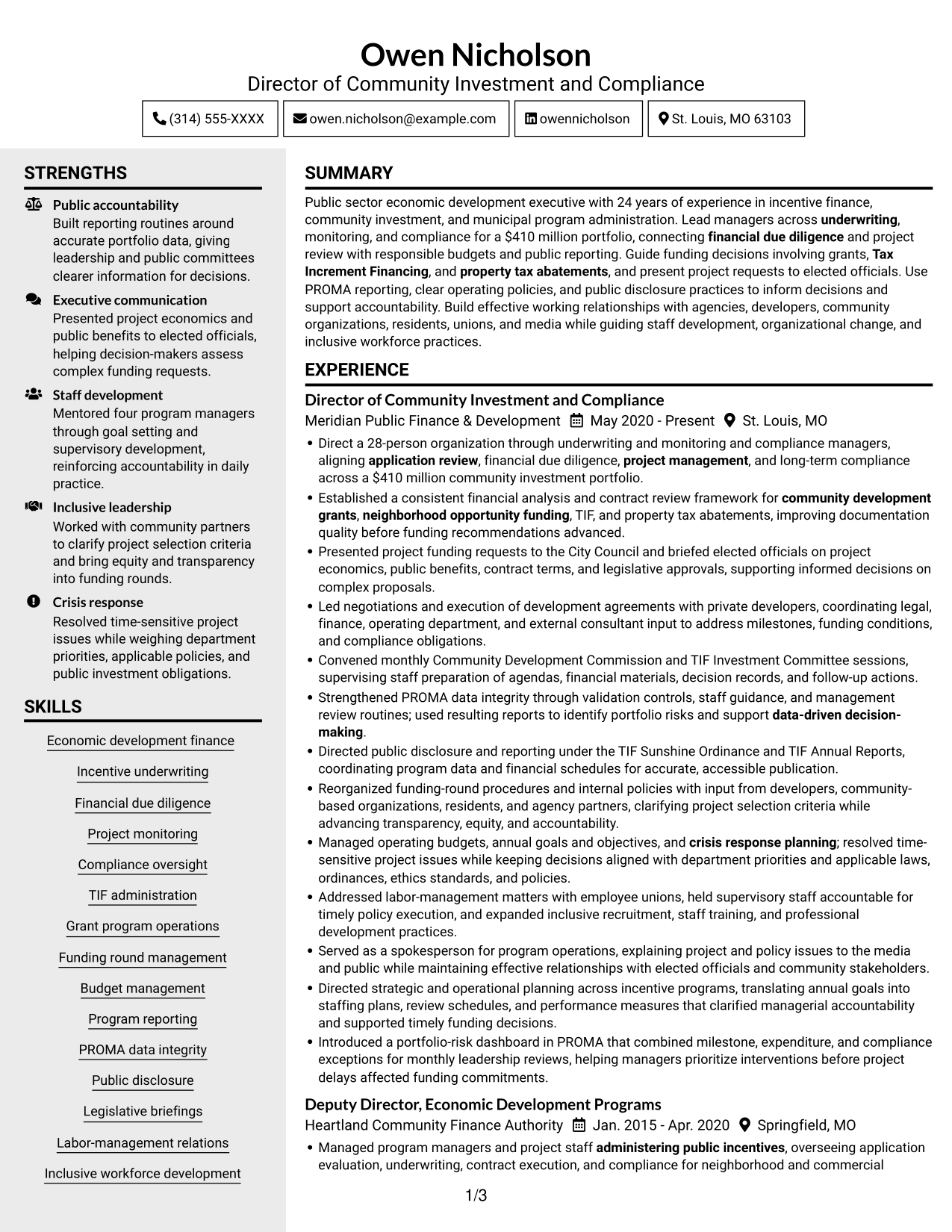 Resume example — page 1