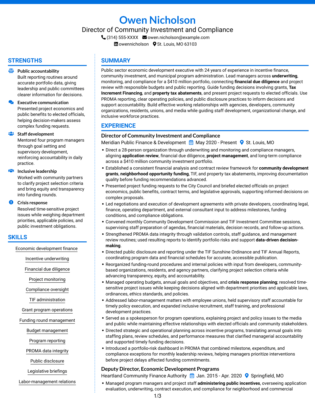 Resume example — page 1