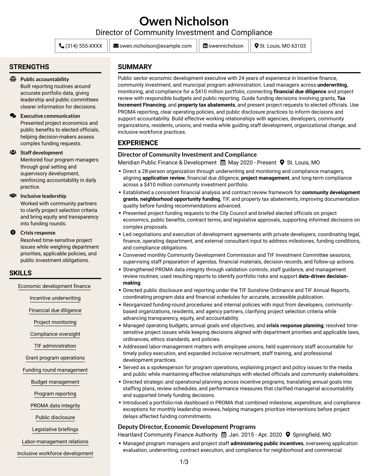 Resume example — page 1