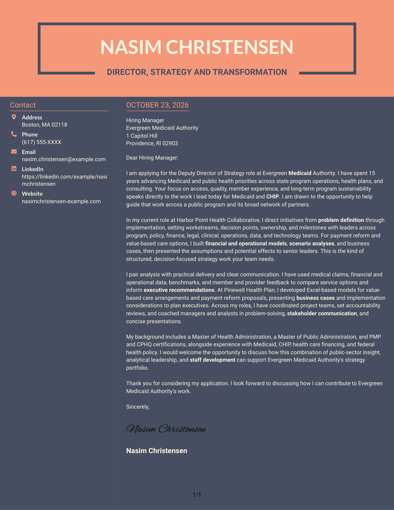 Cover letter example — page 1