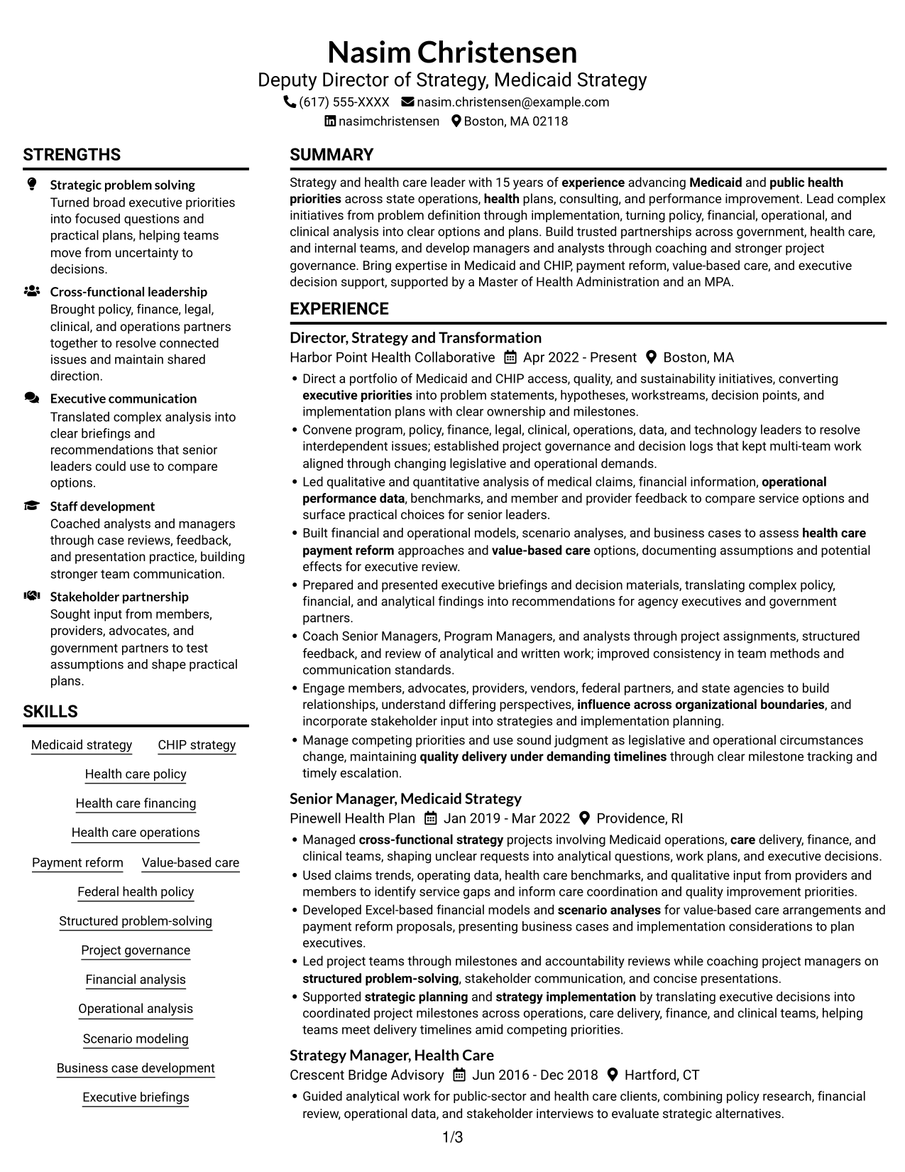Resume example — page 1