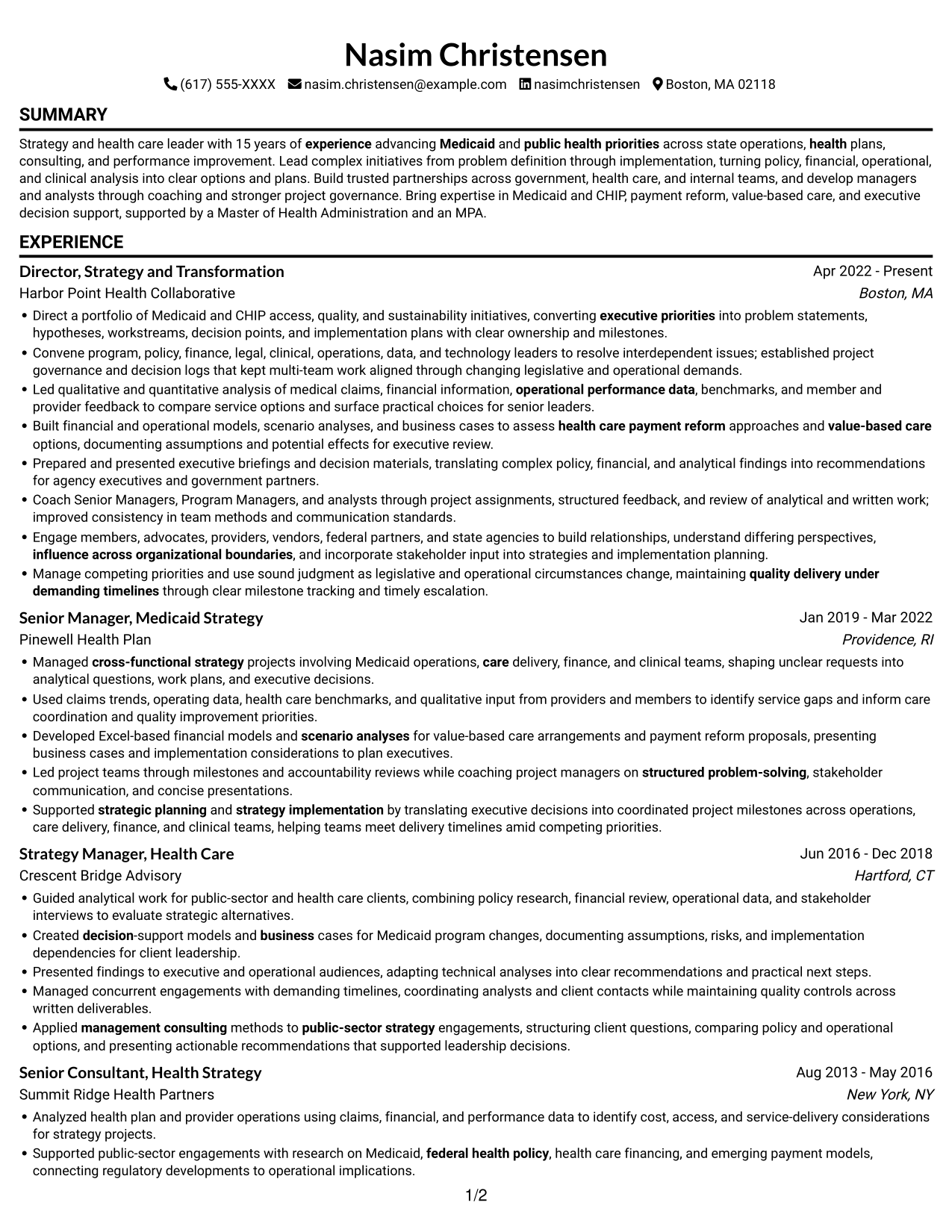 Resume example — page 1