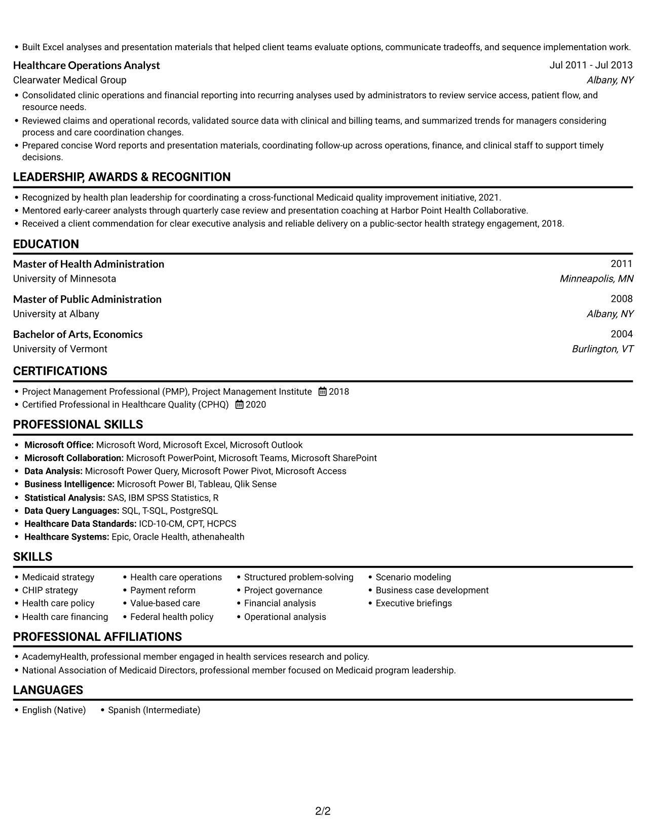 Resume example — page 2