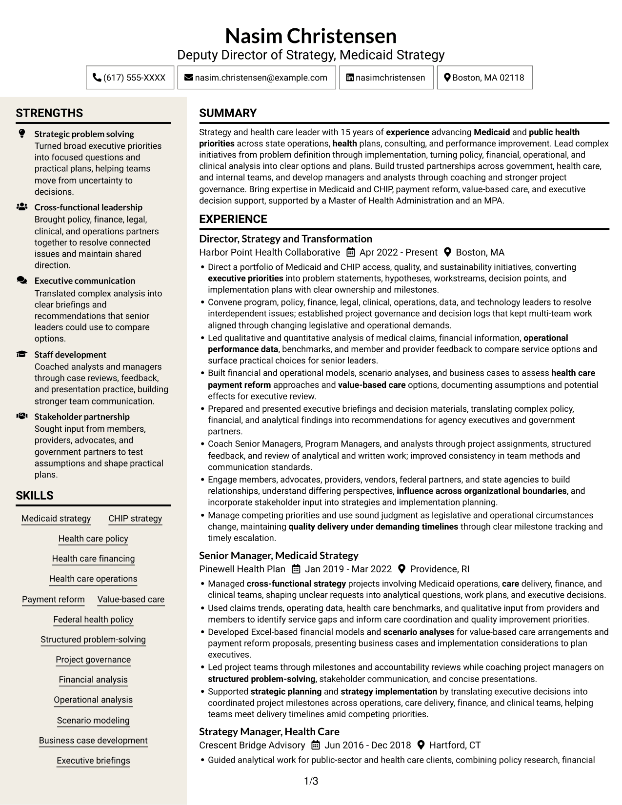 Resume example — page 1