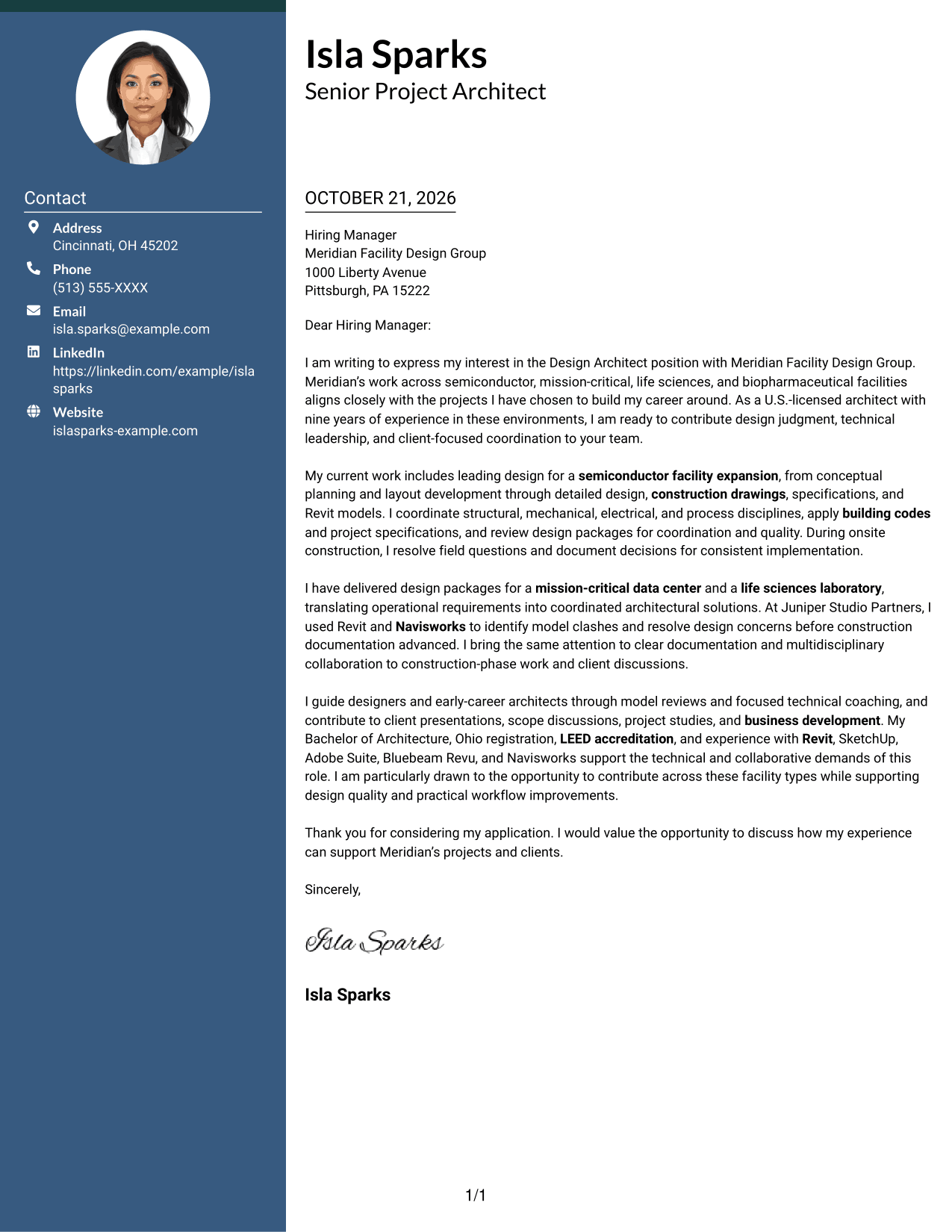 Cover letter example — page 1