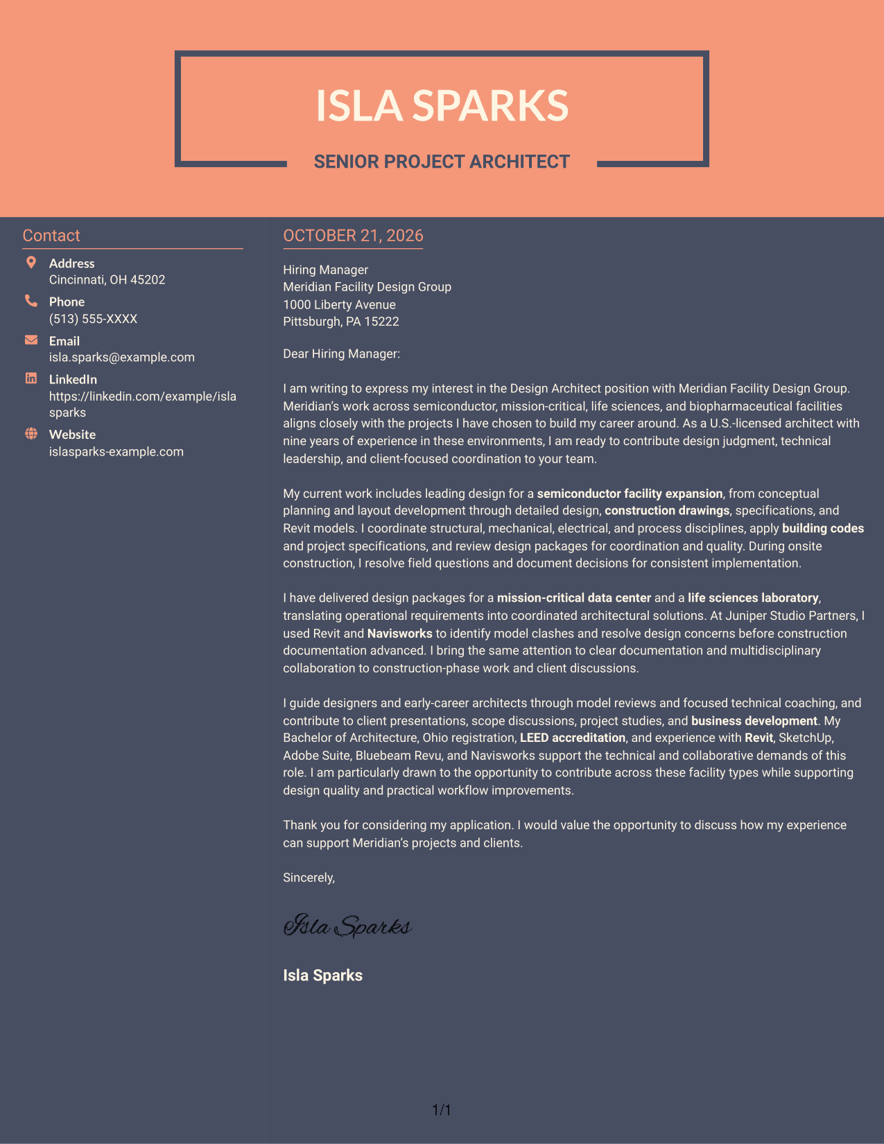 Cover letter example — page 1