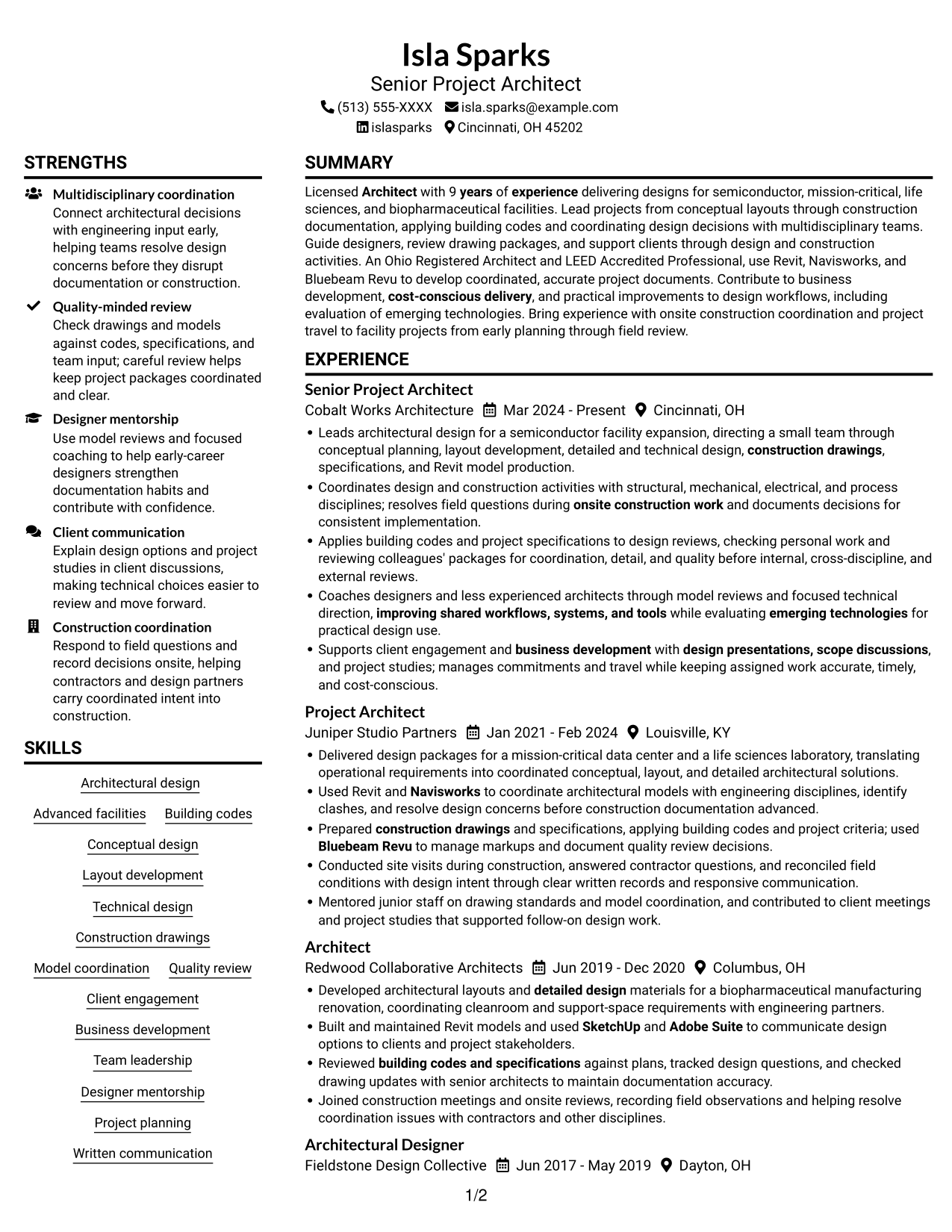 Resume example — page 1