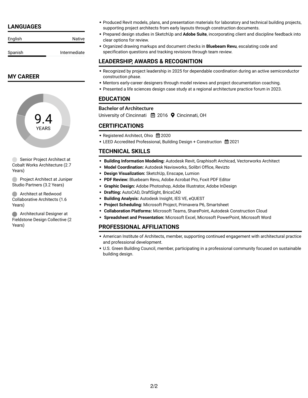 Resume example — page 2