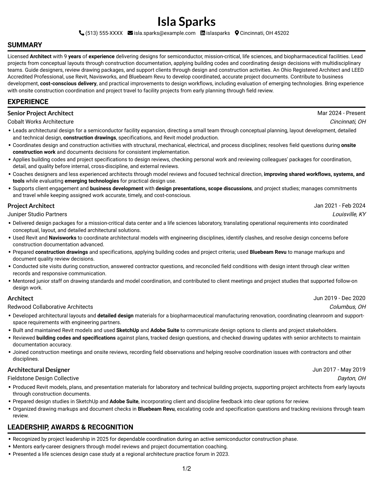 Resume example — page 1