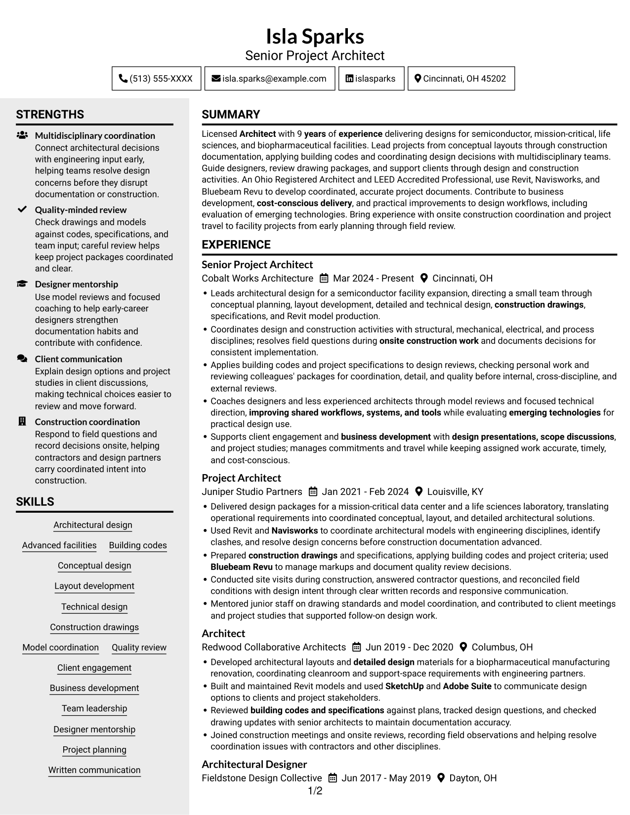 Resume example — page 1