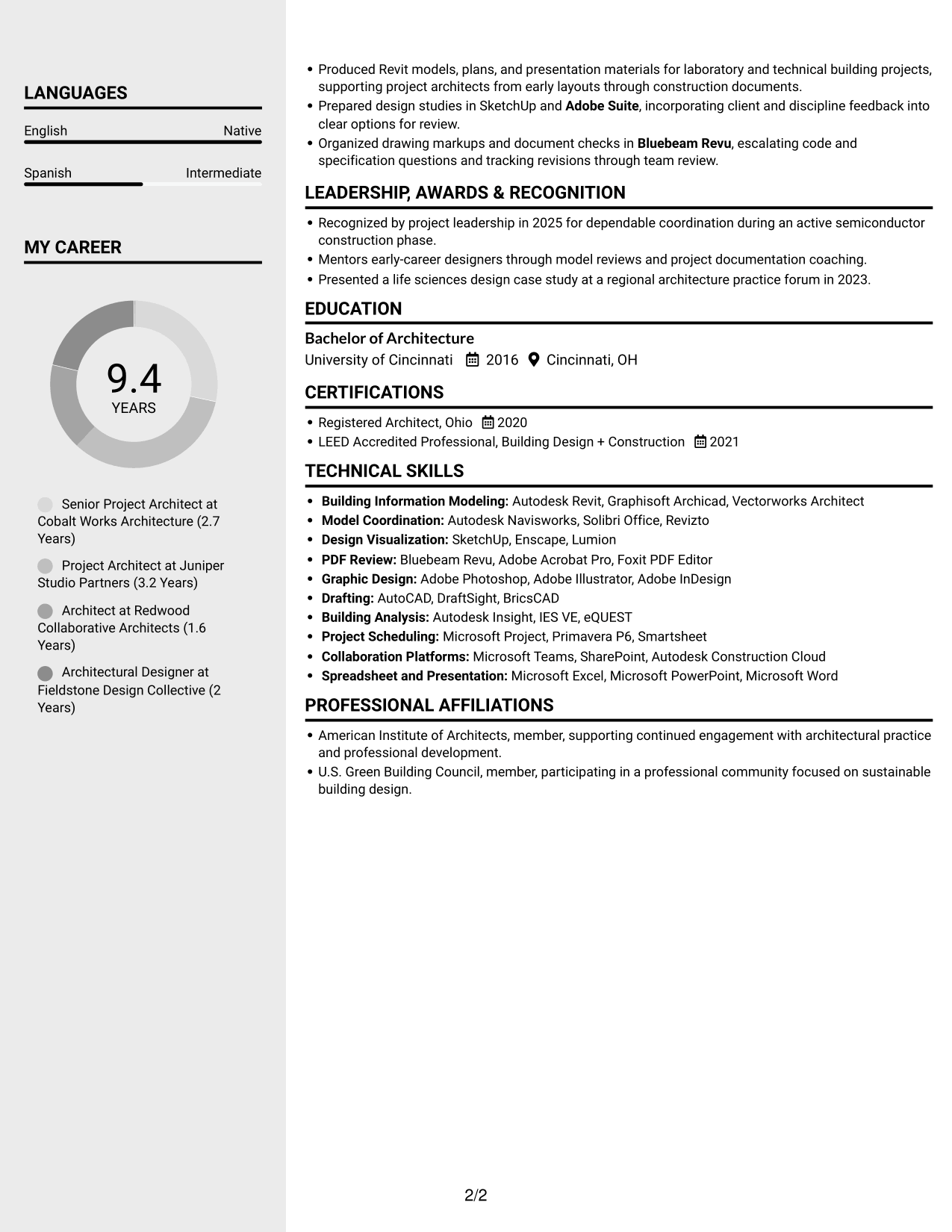 Resume example — page 2