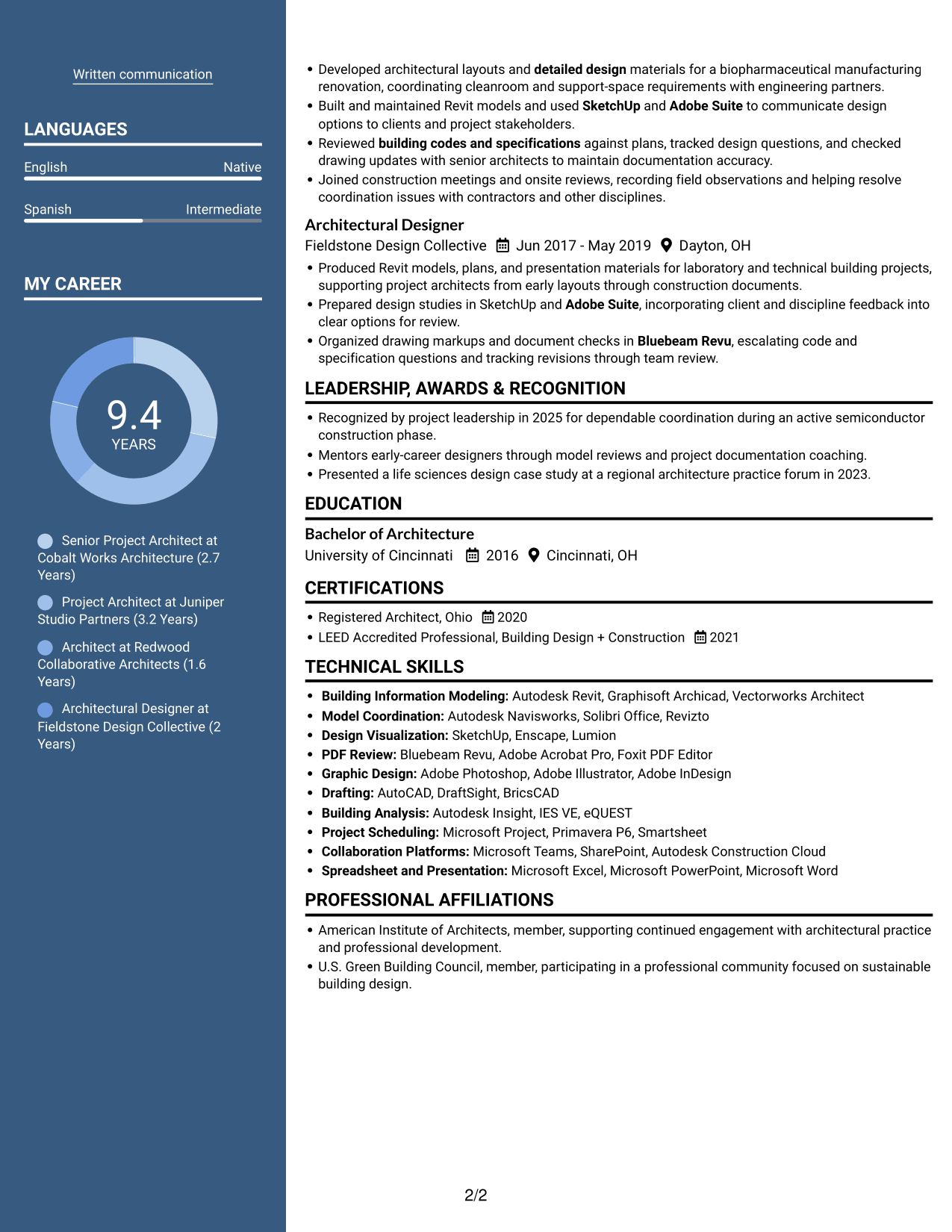 Resume example — page 2