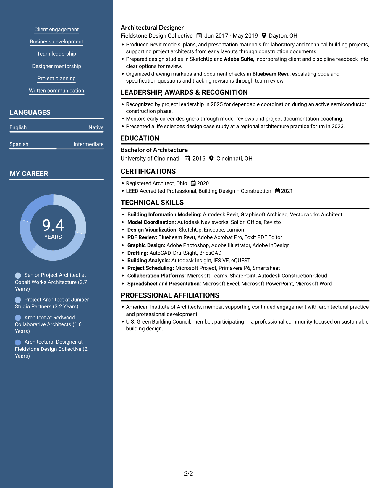 Resume example — page 2