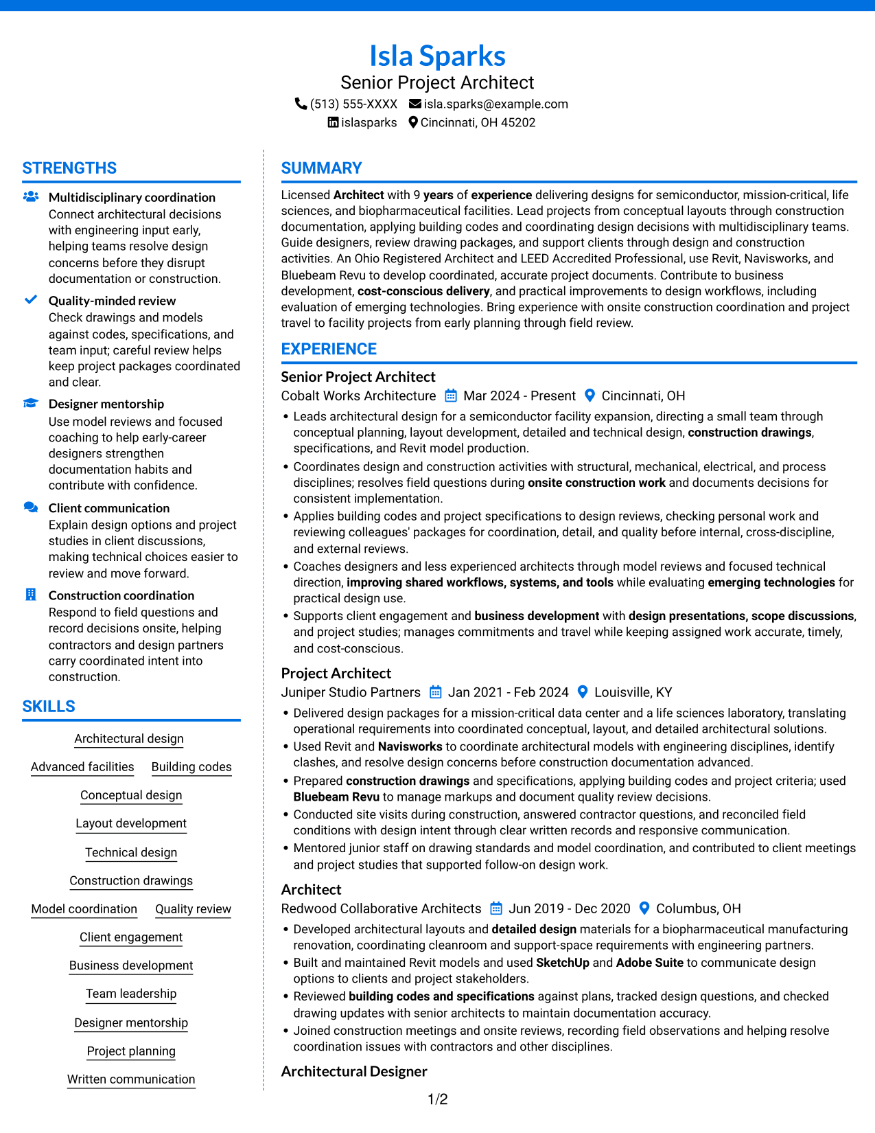 Resume example — page 1