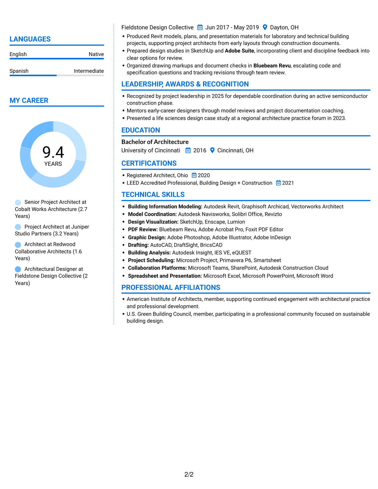 Resume example — page 2