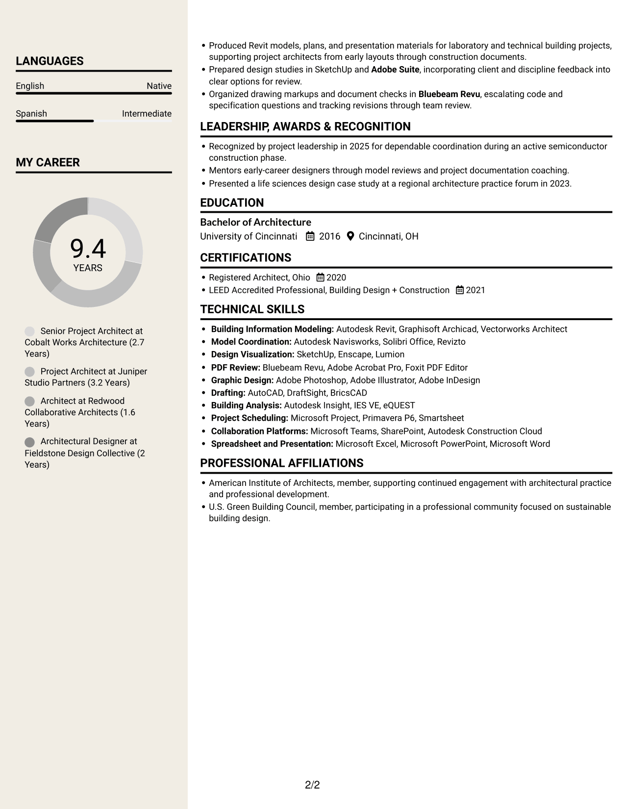 Resume example — page 2